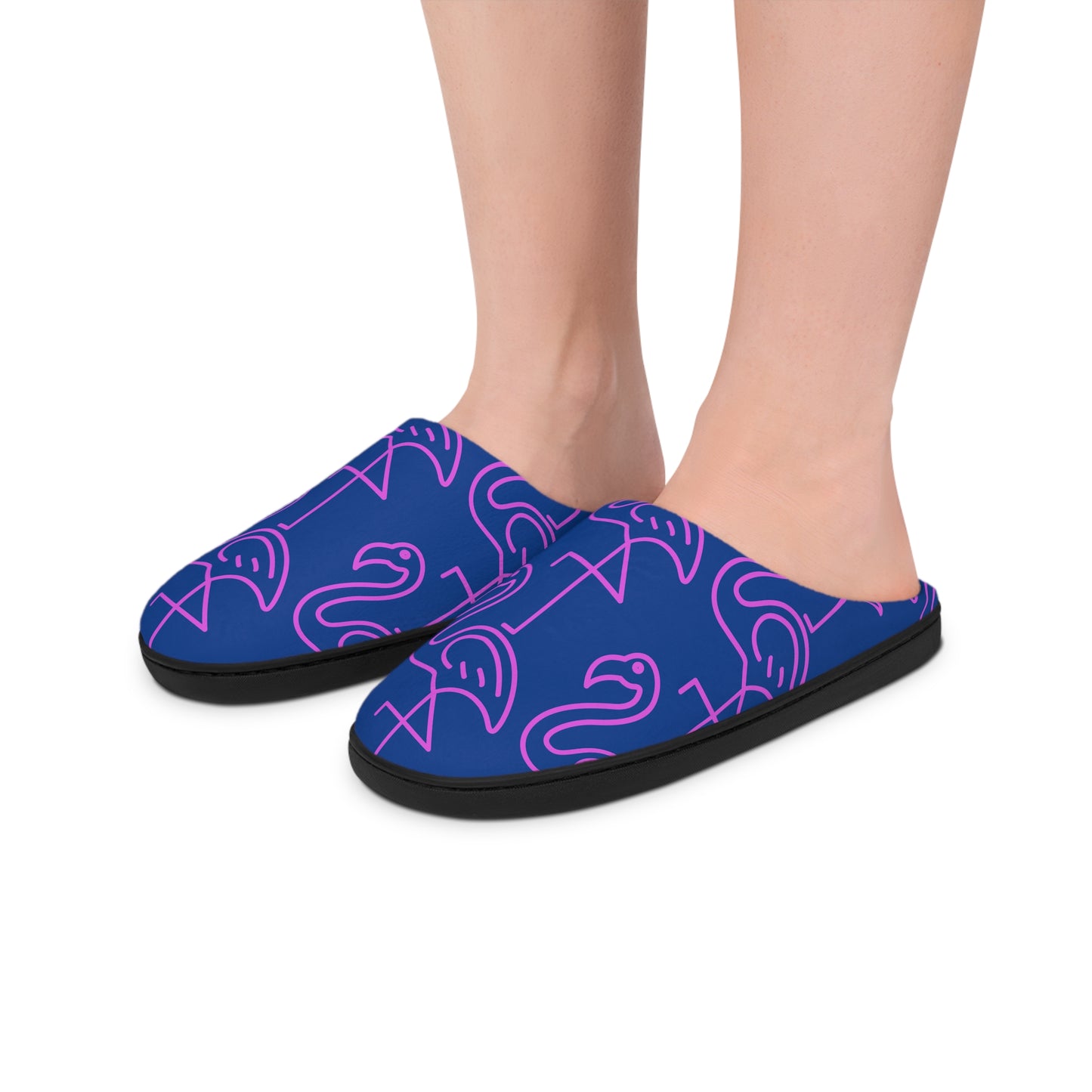 Stylish Flannel Fleece Indoor Slippers for Men with Flamingo Design, Cozy House Shoes, Gift for Him, Lounge Slippers, Unique Home Footwear