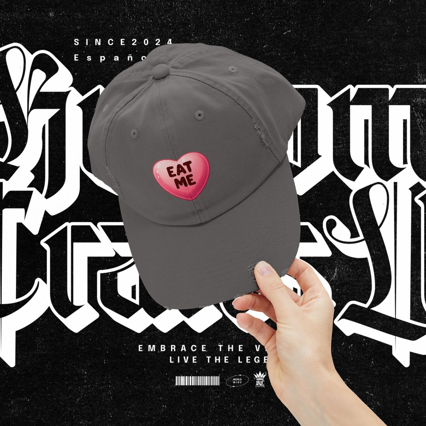 Eat Me Distressed Cap - Fun Accessory for All, Playful Style, Casual Wear, Gift for Friends, Trendy Summer Hat