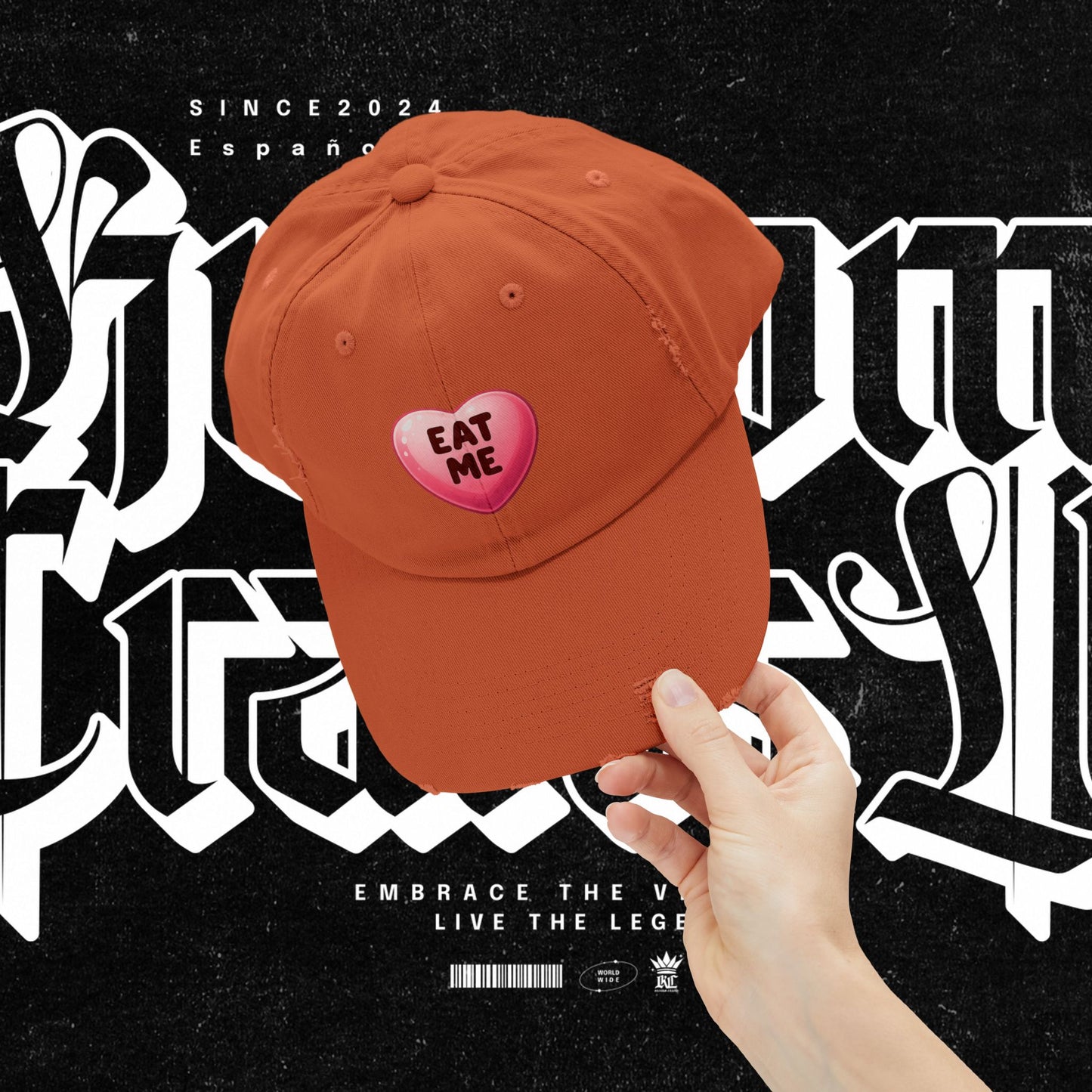 Eat Me Distressed Cap - Fun Accessory for All, Playful Style, Casual Wear, Gift for Friends, Trendy Summer Hat