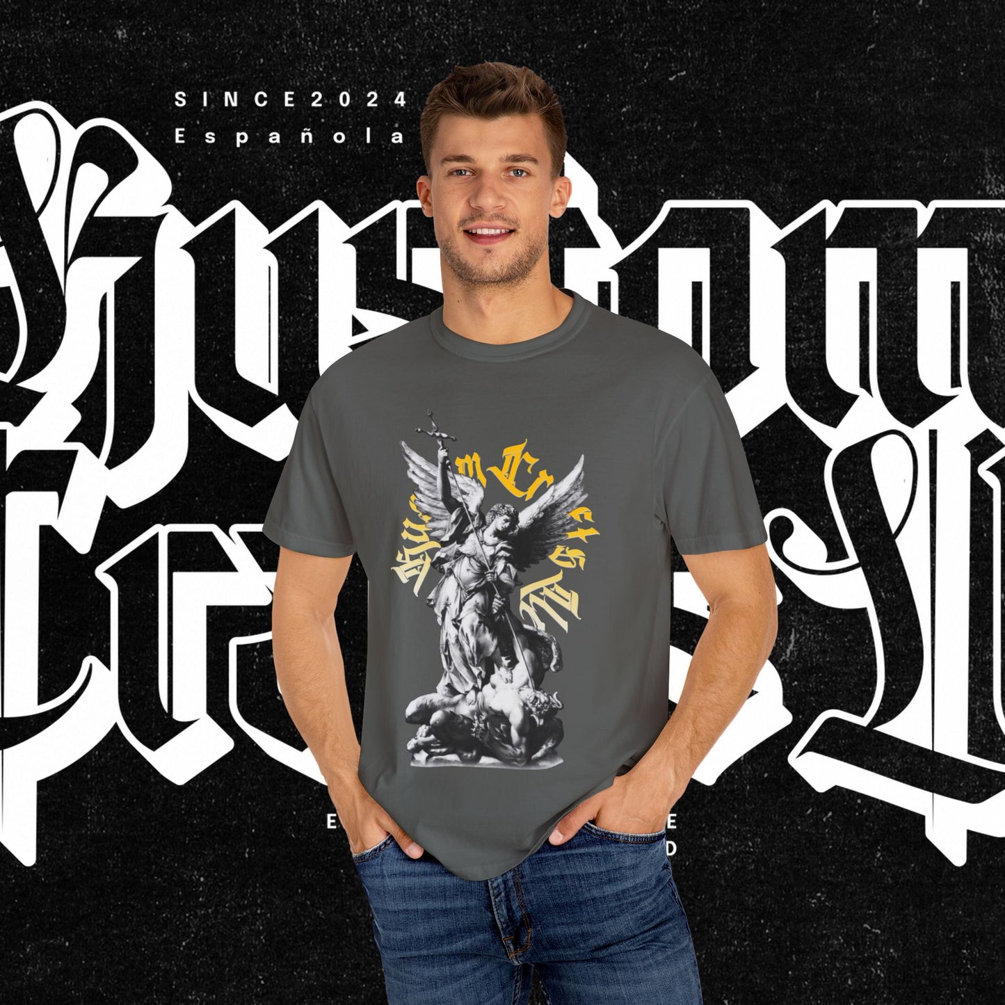Saint Micheal Vintage-Inspired Graphic T-Shirt featuring Angel Design, Perfect for Casual Wear, Gift for Art Lovers, Streetwear Essential, Unisex Tee
