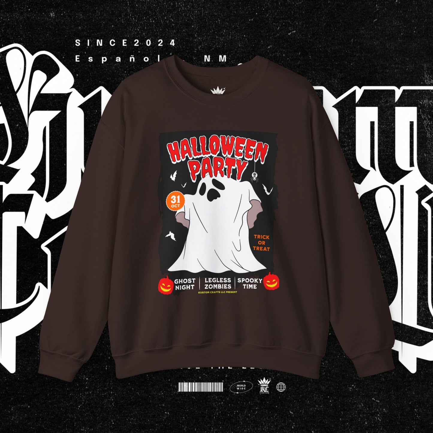 Halloween Party Sweatshirt, Spooky Season Apparel, Ghost Design Crewneck, Unisex Halloween Gift, Cozy Fall Fashion
