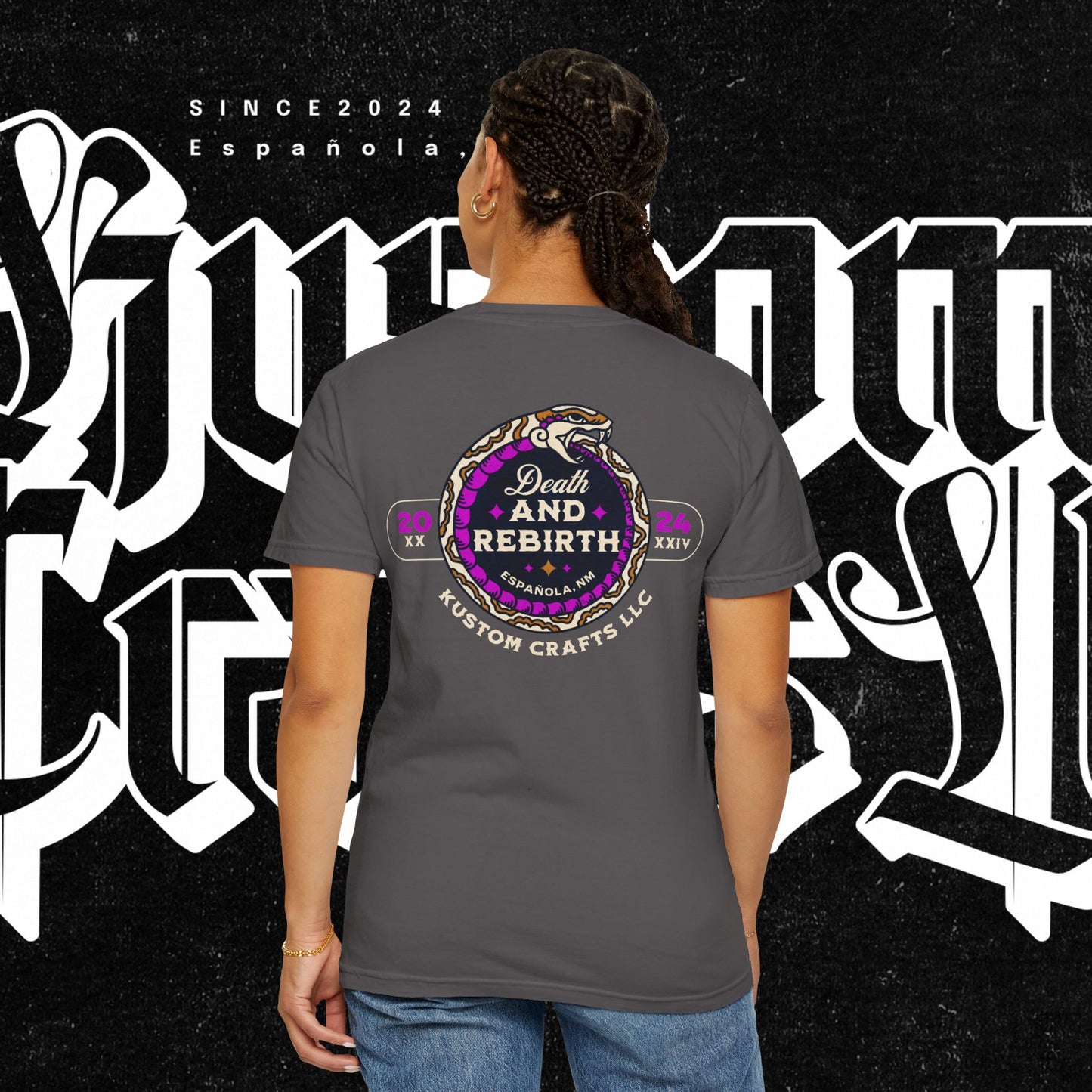 Death and Rebirth Bright Purple/Pink Snake Graphic Tee, Death Rebirth Unisex T-shirt, Streetwear Alternative Fashion, Serpent Design Shirt, Edgy Clothing