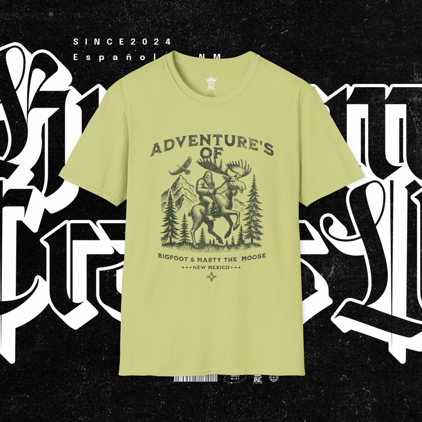 Adventure's of Bigfoot & Marty The Moose Unisex T-Shirt, Travel Tee, Outdoor Graphic Shirt, Nature Lover Gift, Moose Adventure Apparel
