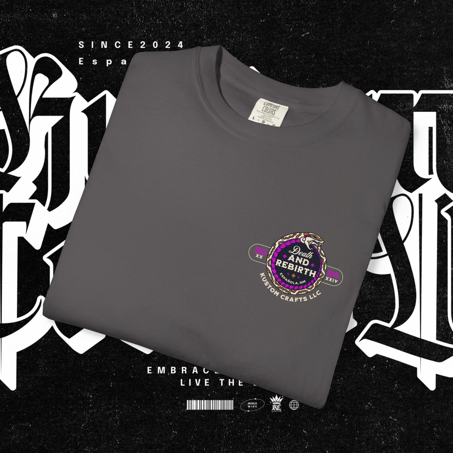 Death and Rebirth Bright Purple/Pink Snake Graphic Tee, Death Rebirth Unisex T-shirt, Streetwear Alternative Fashion, Serpent Design Shirt, Edgy Clothing