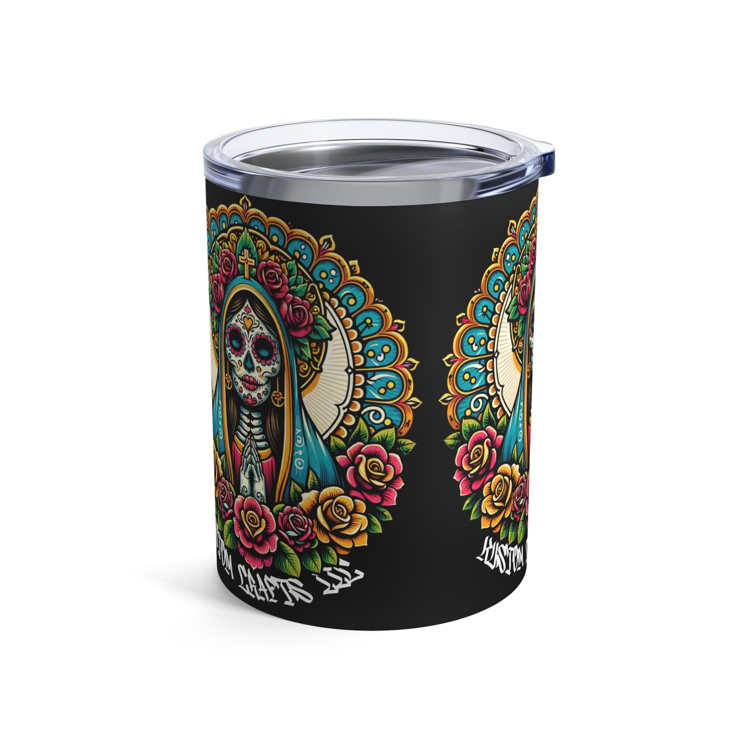 Custom Day of the Dead Tumbler, Vibrant Floral Skeleton Travel Cup, Unique Gift for Halloween, Dia de los Muertos, Coffee Drinkers