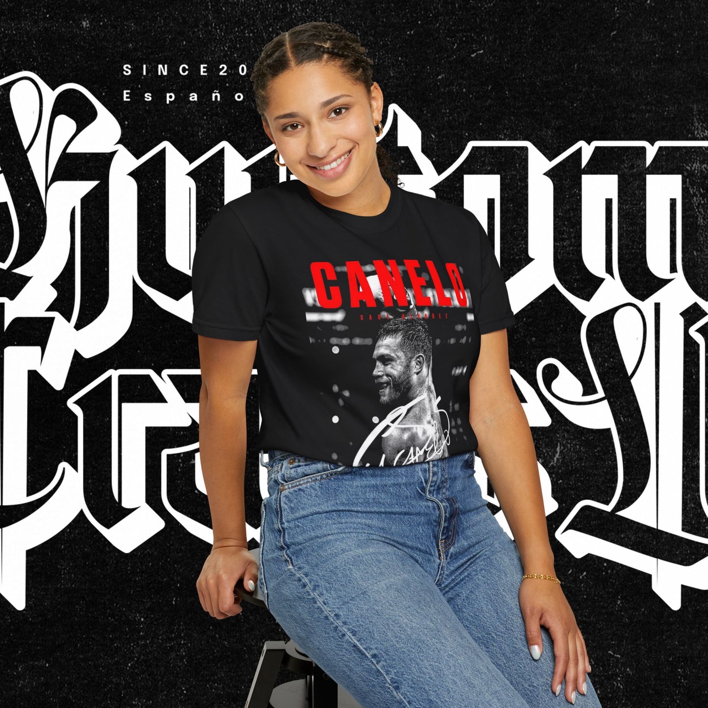 Canelo Alvarez Inspired Unisex Garment-Dyed Tee, Boxing Fan Apparel, Sporty Graphic T-shirt, Unique Gift for Him, Fitness Enthusiast Merch