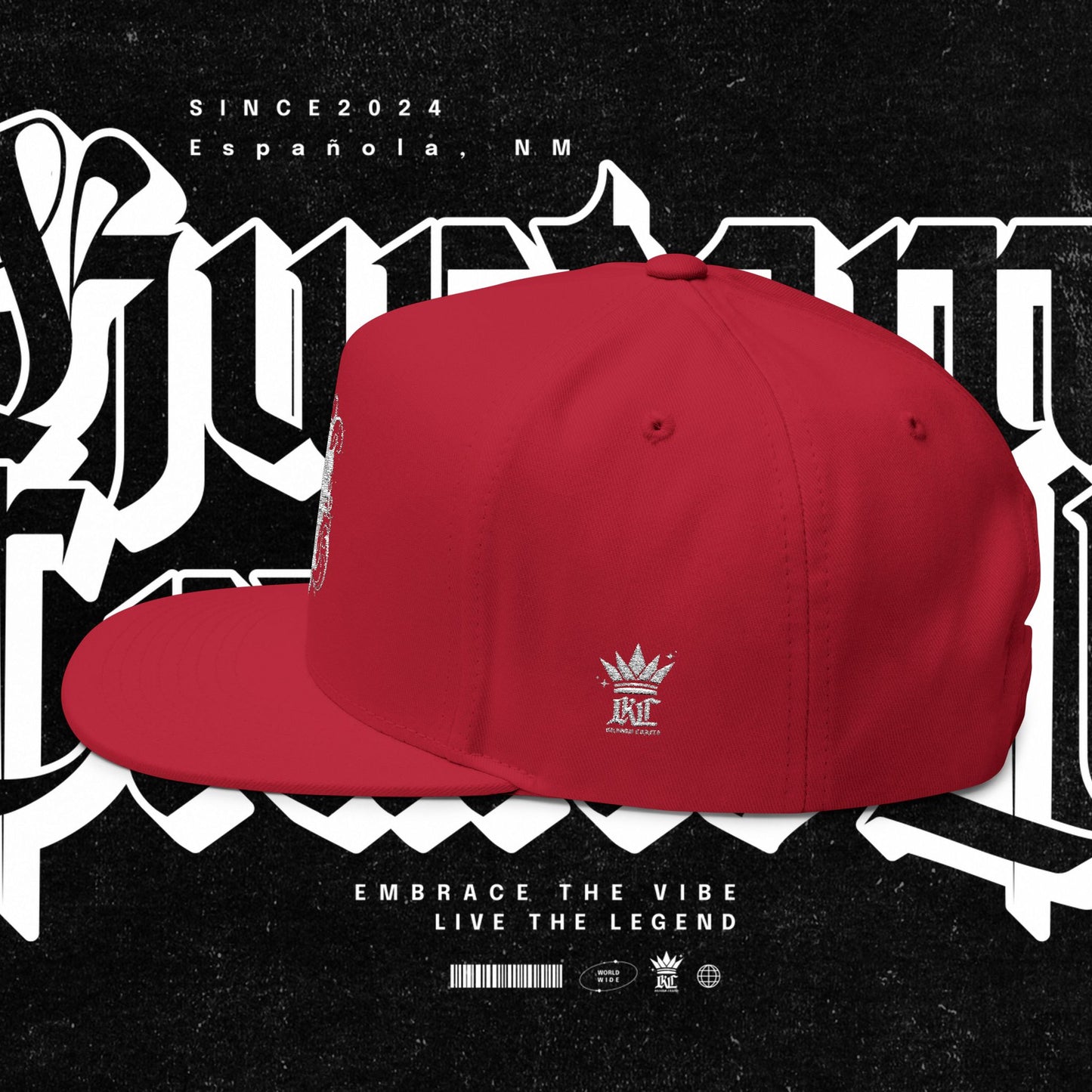 Embroidered Flat Bill Cap - Love Life Graffiti Style Hat
