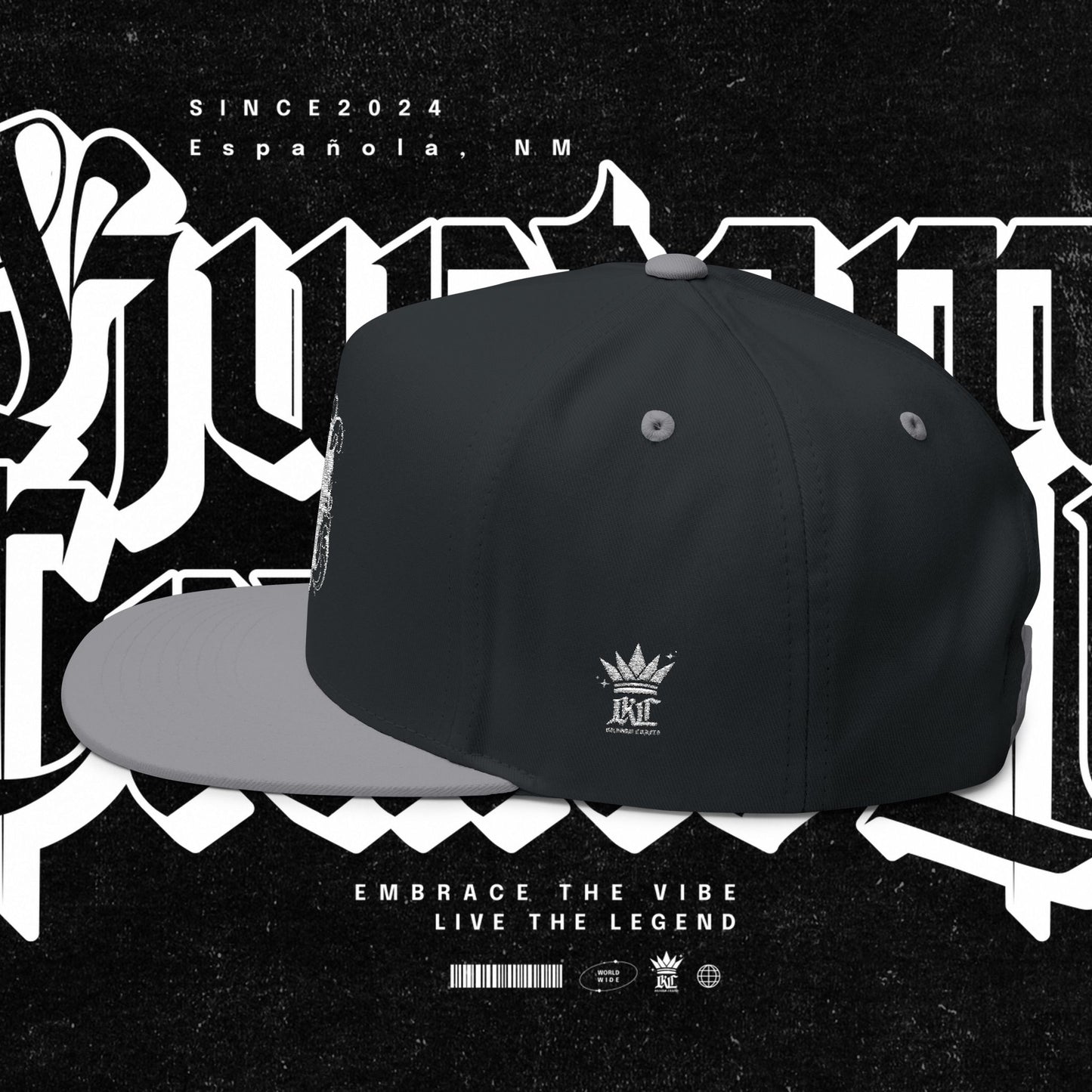 Embroidered Flat Bill Cap - Love Life Graffiti Style Hat