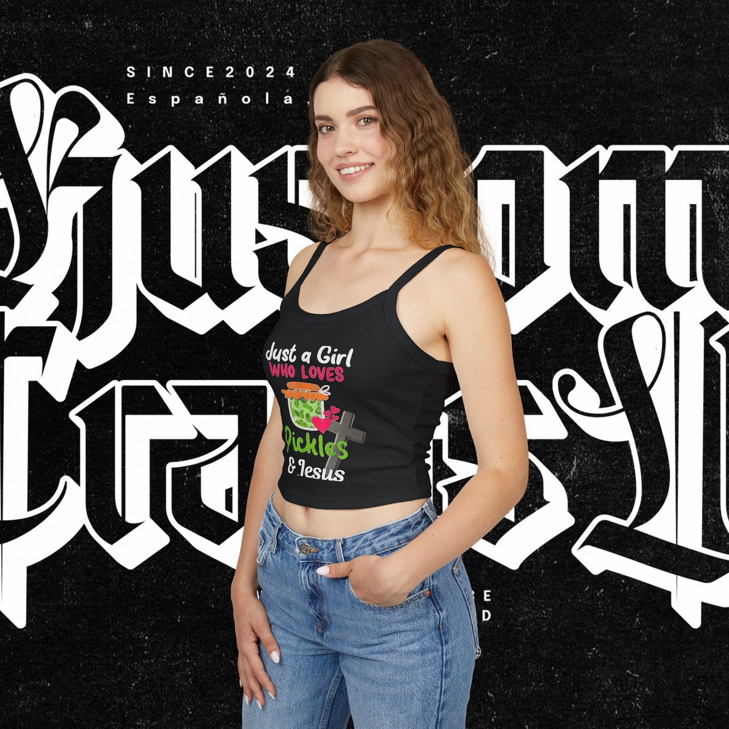 Pickles and Jesus Tank Top, Christian Women's Camisole, Religious Sleeveless Top, Faithful Spaghetti Strap Shirt, Girl's Pickle Lover Vest