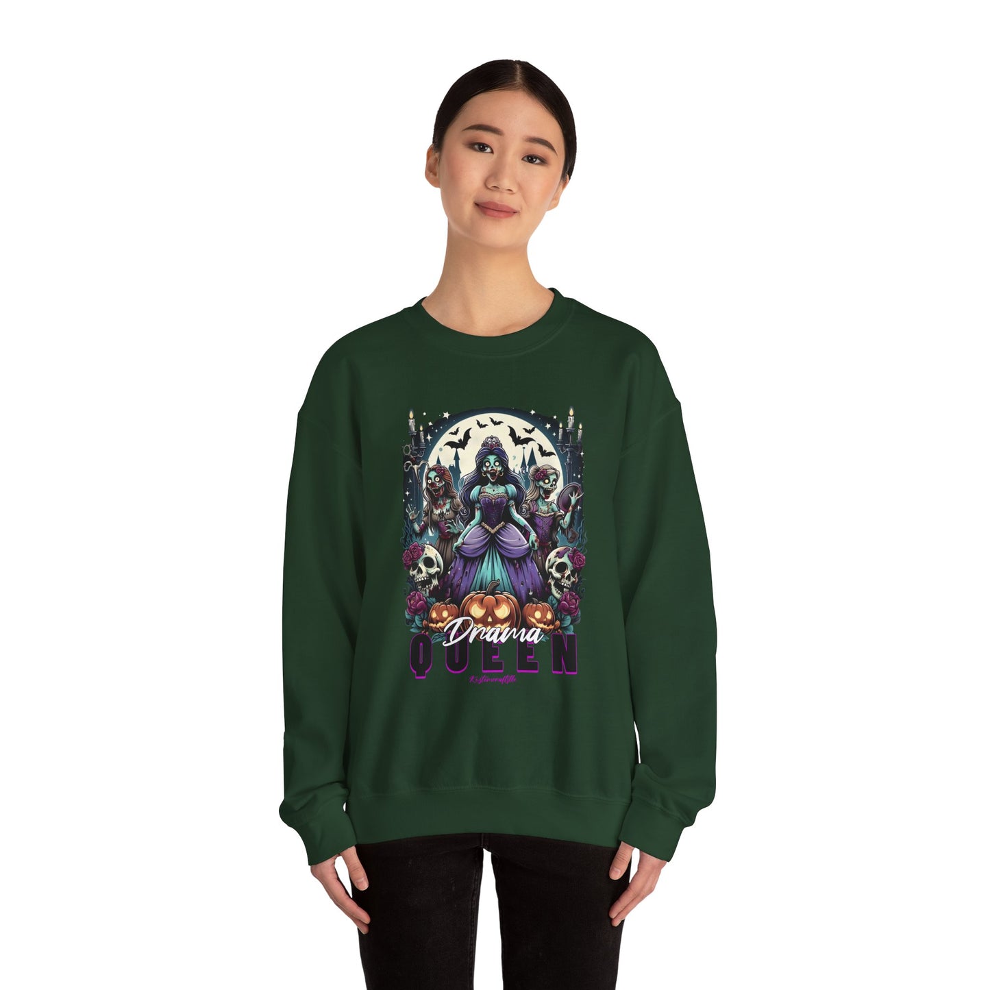 Drama Gothic Queen Sweatshirt - Unisex Heavy Blend Crewneck, Halloween Apparel, Dark Aesthetic Clothing, Edgy Gift for Her, Cozy Sweatshirt