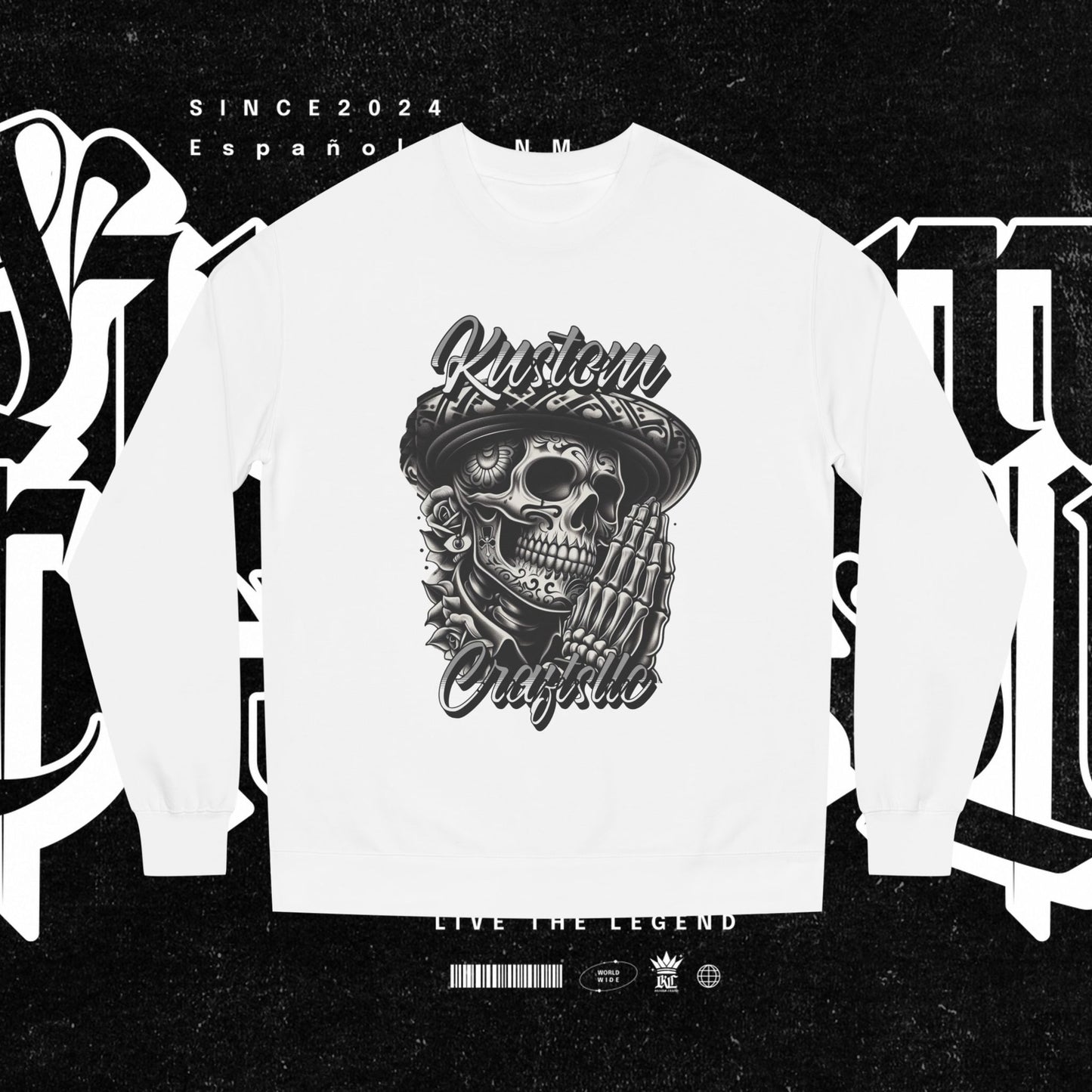 Lucky Skull Graphic Unisex Crew Neck Sweatshirt – Edgy Streetwear, Unique Gift, Casual Layering, Halloween Fashion, Unisex Apparel