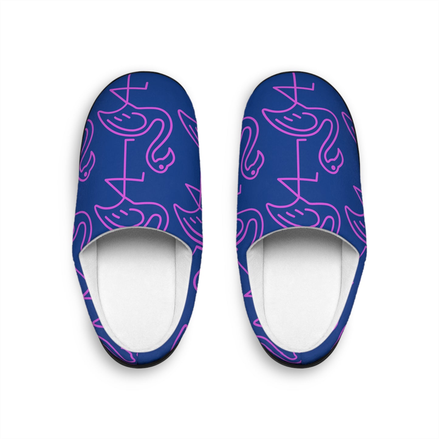 Stylish Flannel Fleece Indoor Slippers for Men with Flamingo Design, Cozy House Shoes, Gift for Him, Lounge Slippers, Unique Home Footwear