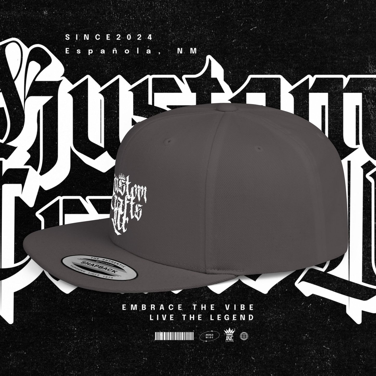 Custom Flat Bill Snapback Hat | Embrace the Vibe, Live the Legend | Perfect for Streetwear, Festivals, Casual Outings, Gifts