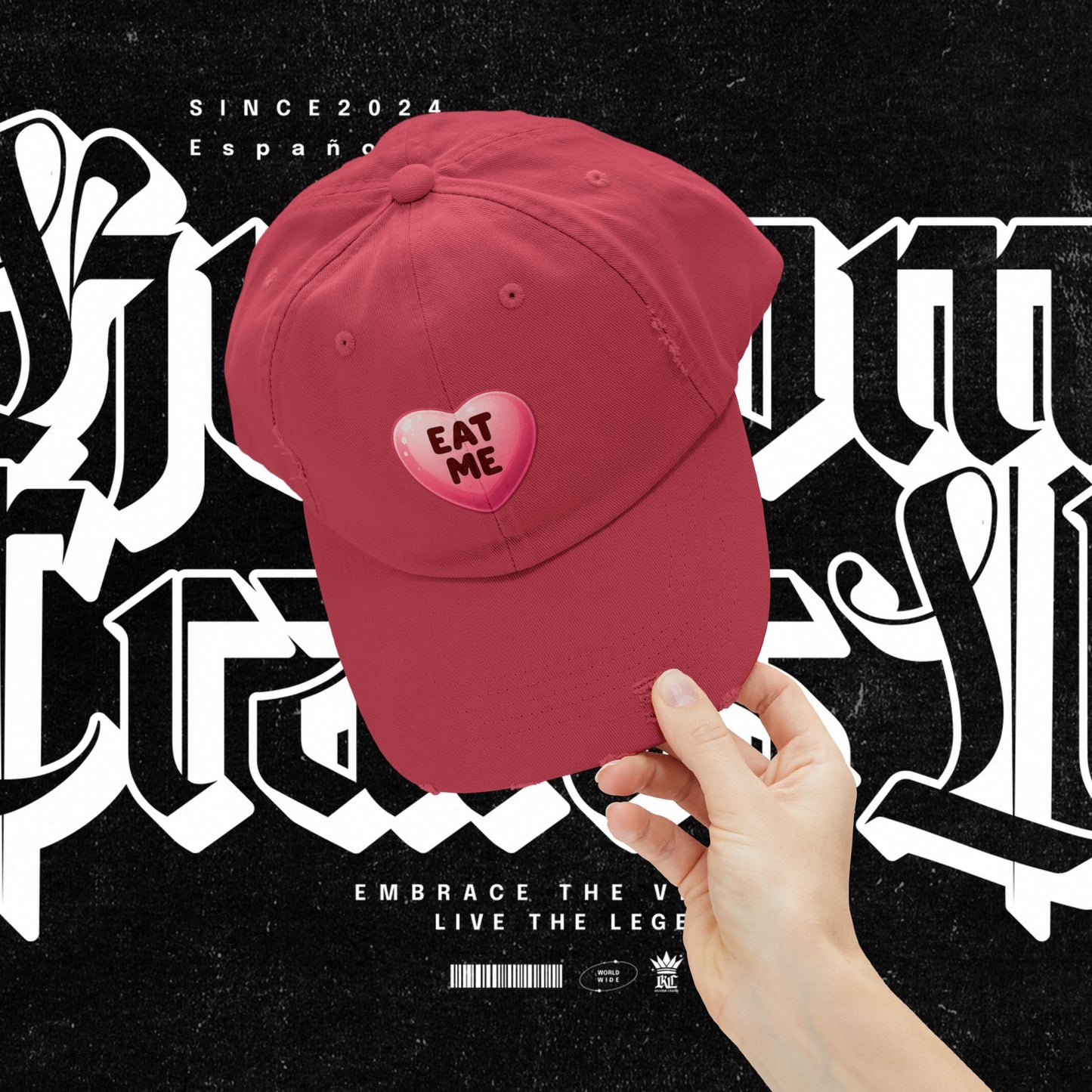 Eat Me Distressed Cap - Fun Accessory for All, Playful Style, Casual Wear, Gift for Friends, Trendy Summer Hat