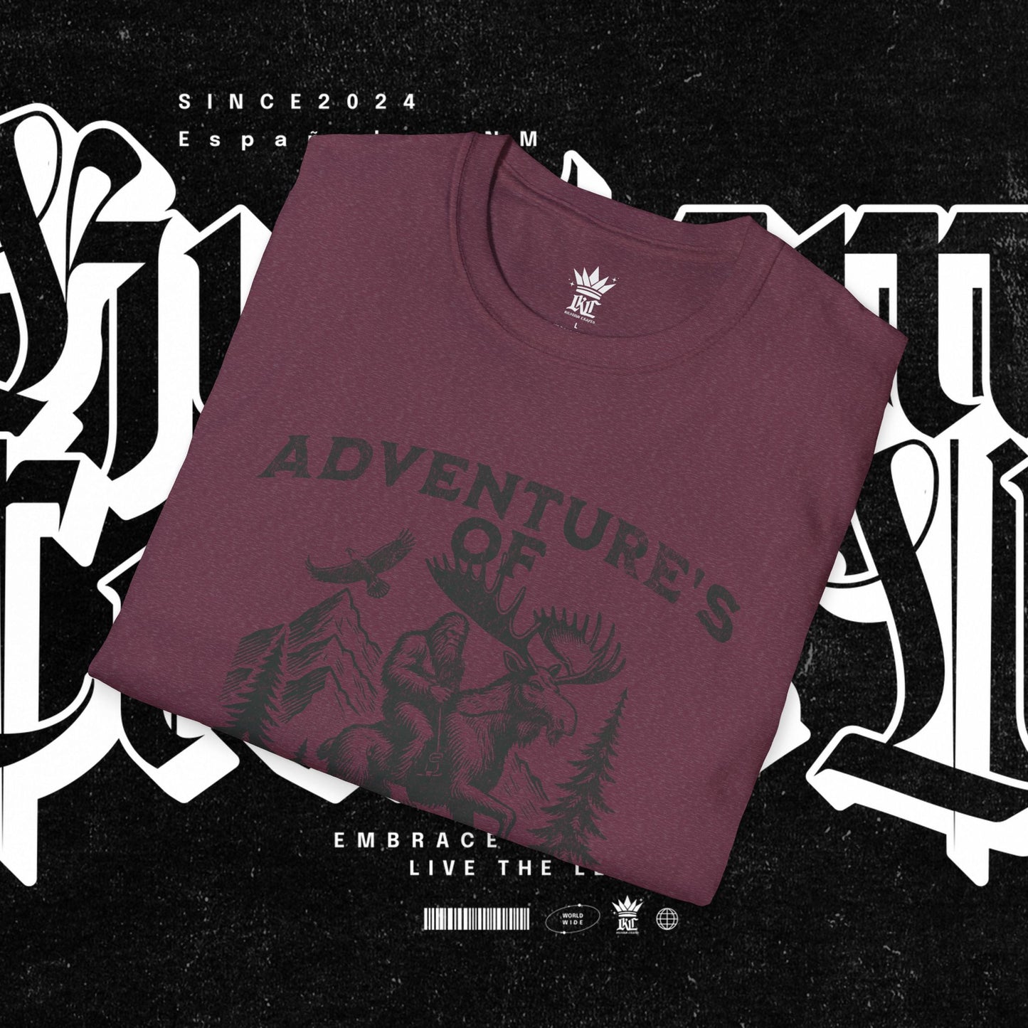 Adventure's of Bigfoot & Marty The Moose Unisex T-Shirt, Travel Tee, Outdoor Graphic Shirt, Nature Lover Gift, Moose Adventure Apparel