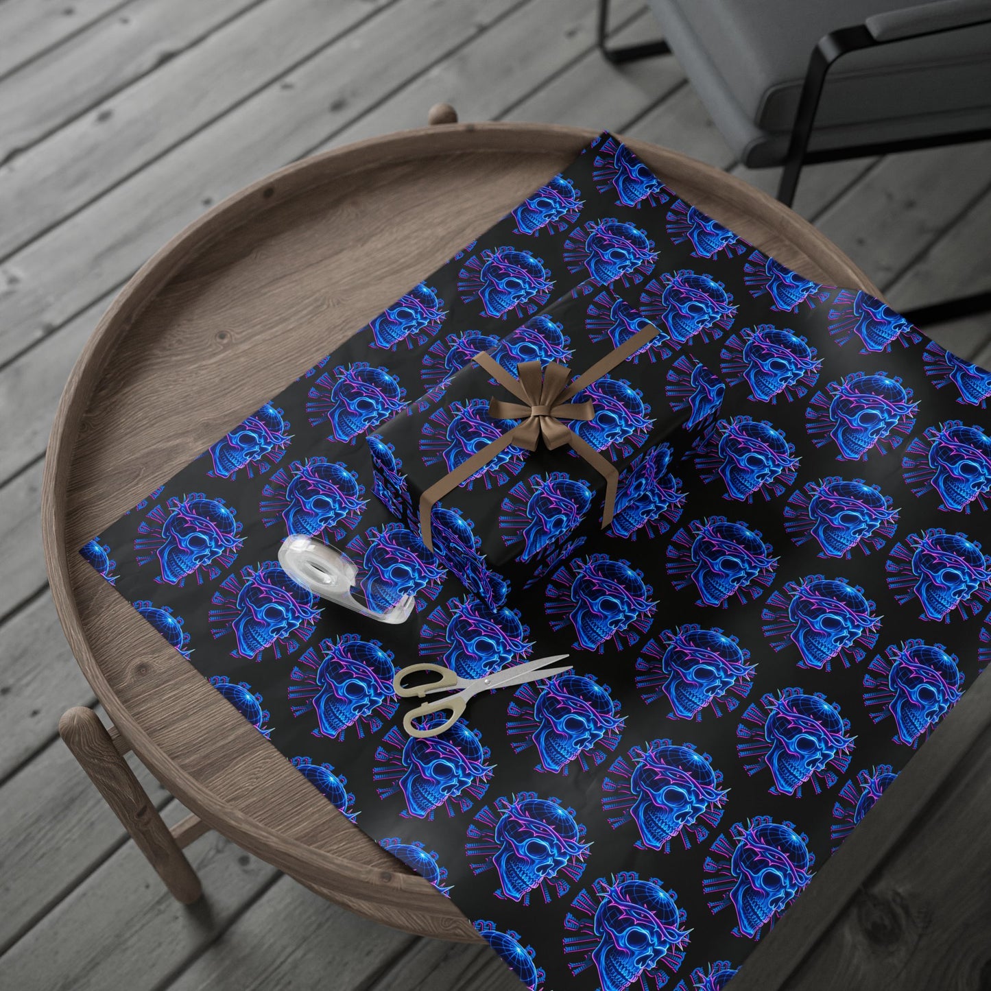 Wrapping Papers Crown of Thorns Skull Neon Design