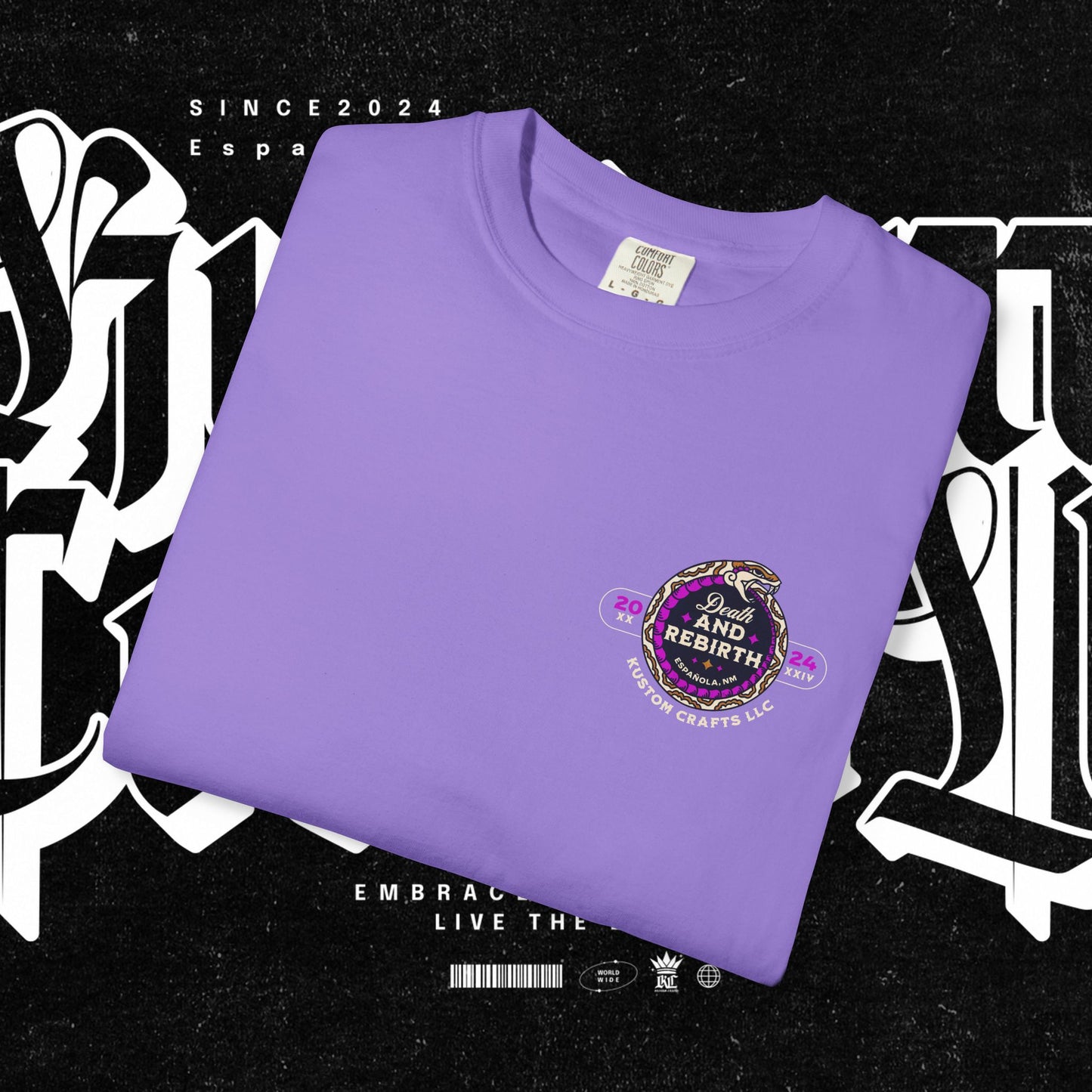 Death and Rebirth Bright Purple/Pink Snake Graphic Tee, Death Rebirth Unisex T-shirt, Streetwear Alternative Fashion, Serpent Design Shirt, Edgy Clothing