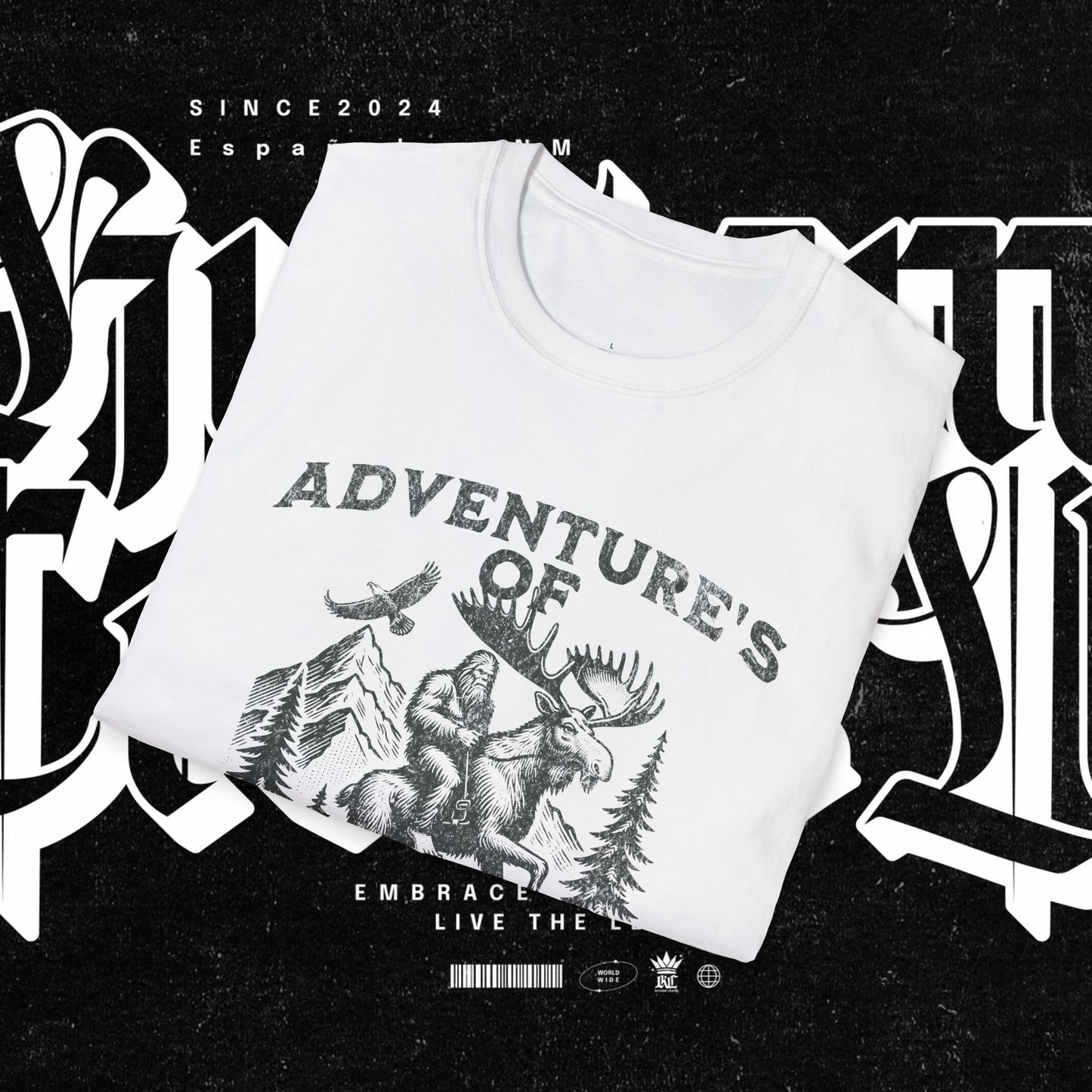 Adventure's of Bigfoot & Marty The Moose Unisex T-Shirt, Travel Tee, Outdoor Graphic Shirt, Nature Lover Gift, Moose Adventure Apparel