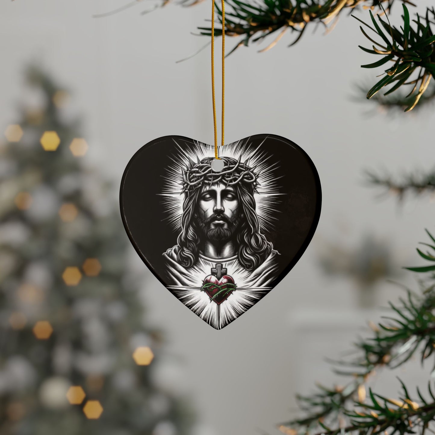 Jesus Christ Spiritual Decorative Ornaments, Double-Sided Ceramic Ornaments for Christmas, Holiday Decor, Unique Gift Idea, Religious Gifts