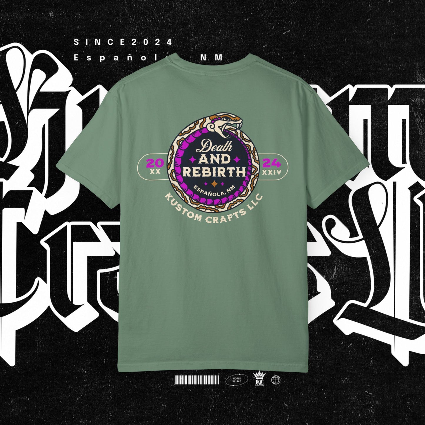 Death and Rebirth Bright Purple/Pink Snake Graphic Tee, Death Rebirth Unisex T-shirt, Streetwear Alternative Fashion, Serpent Design Shirt, Edgy Clothing