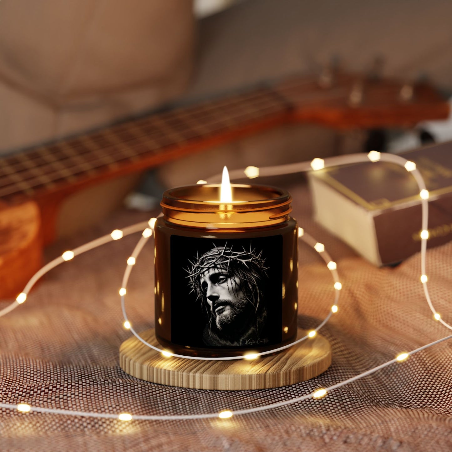 Amber Jesus Candle