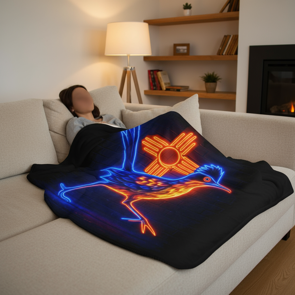 Neon Roadrunner Sherpa Blanket