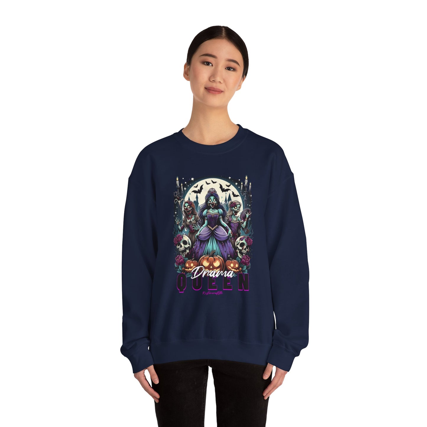Drama Gothic Queen Sweatshirt - Unisex Heavy Blend Crewneck, Halloween Apparel, Dark Aesthetic Clothing, Edgy Gift for Her, Cozy Sweatshirt
