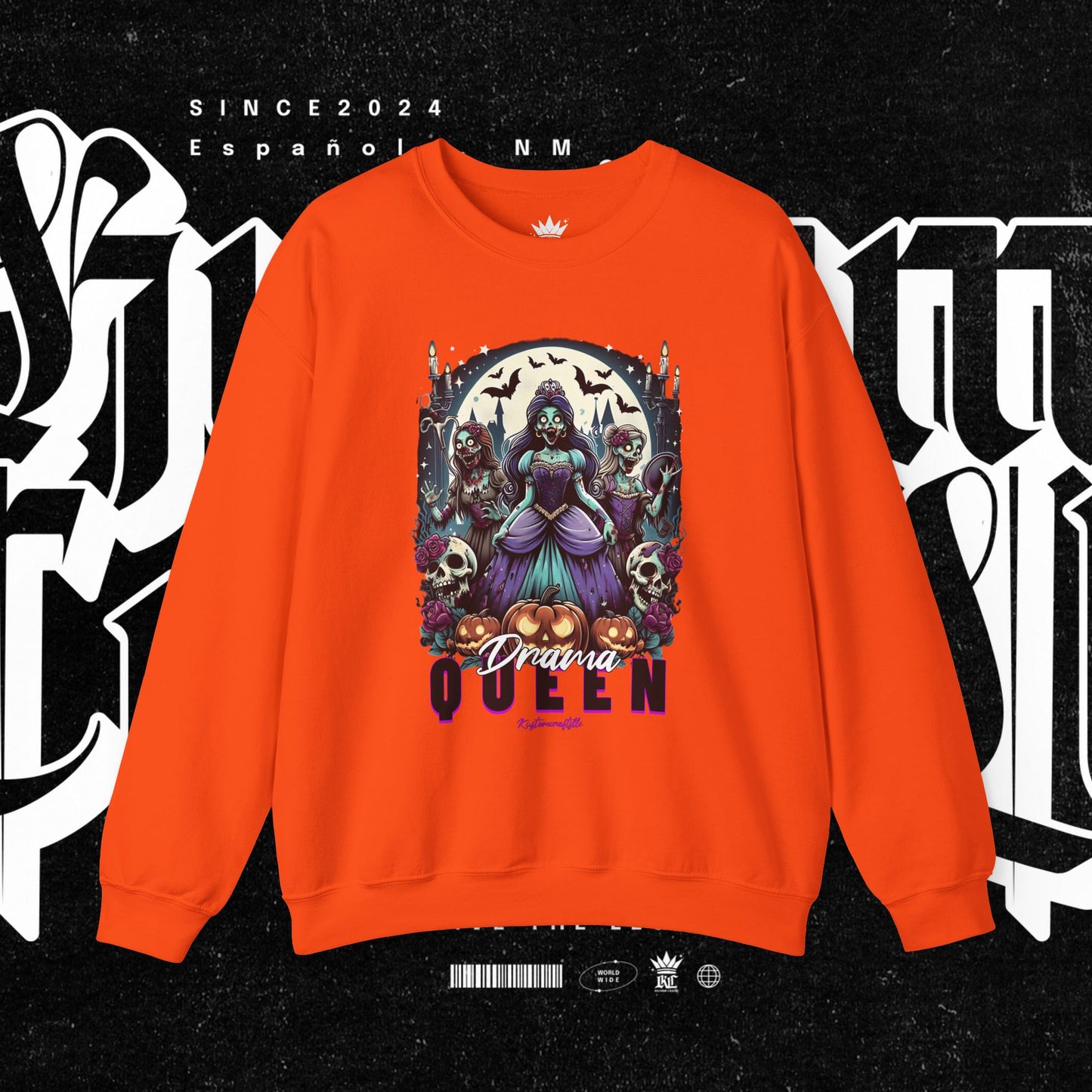 Drama Gothic Queen Sweatshirt - Unisex Heavy Blend Crewneck, Halloween Apparel, Dark Aesthetic Clothing, Edgy Gift for Her, Cozy Sweatshirt