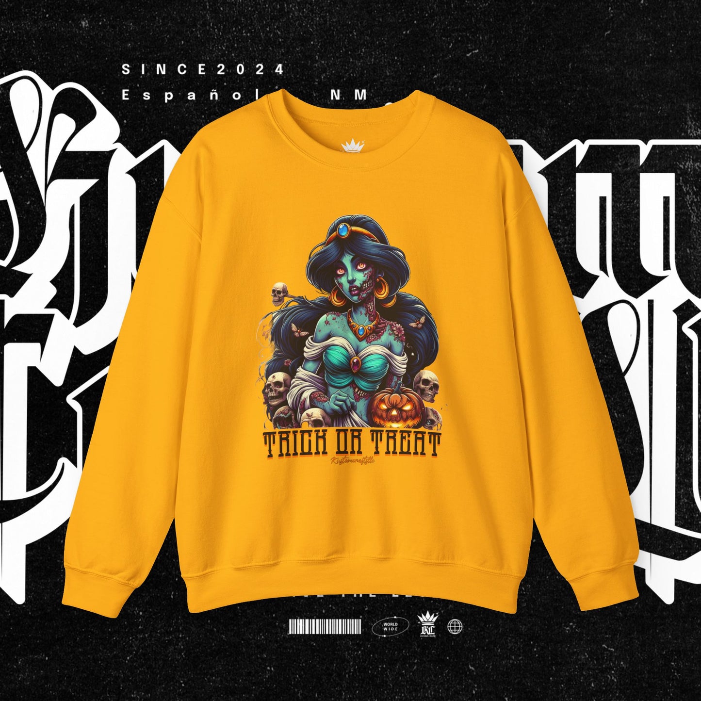 Spooky Vibes " Trick Or Treat" Crewneck Sweatshirt - Trick or Treat, Halloween Apparel, Unisex Sweatshirt, Cozy Fall Fashion, Gift for Her