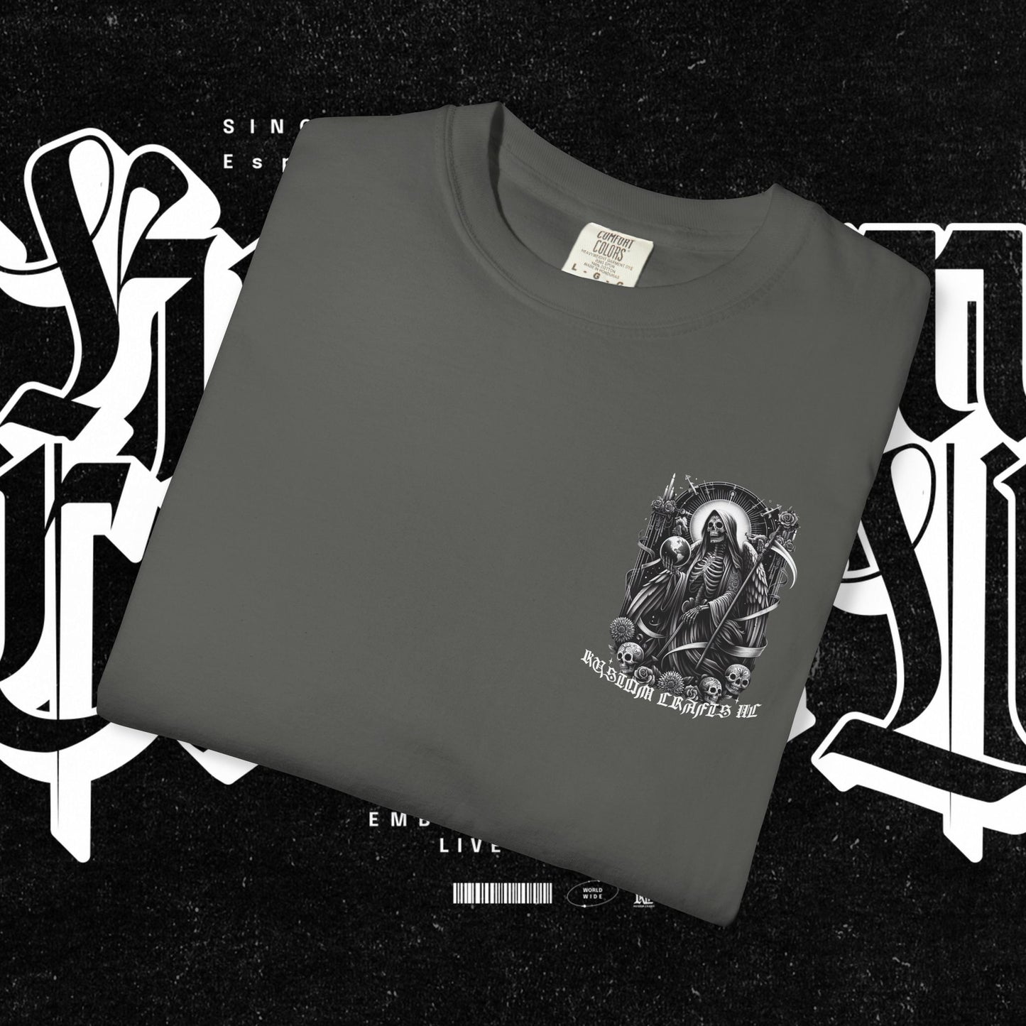 Santa Muerte Unisex T-shirt,  Day Of The Dead Tee, Saint Skeleton Shirt, Top, Mexican Folk Art Clothing, Kustom Crafts LLC