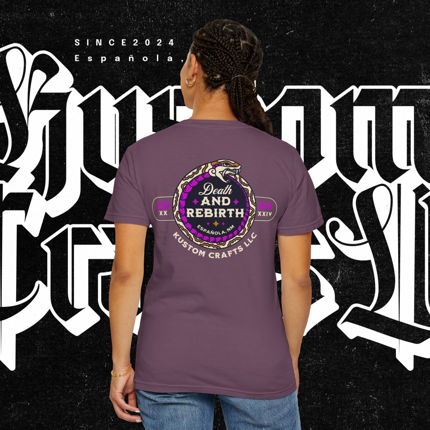 Death and Rebirth Bright Purple/Pink Snake Graphic Tee, Death Rebirth Unisex T-shirt, Streetwear Alternative Fashion, Serpent Design Shirt, Edgy Clothing