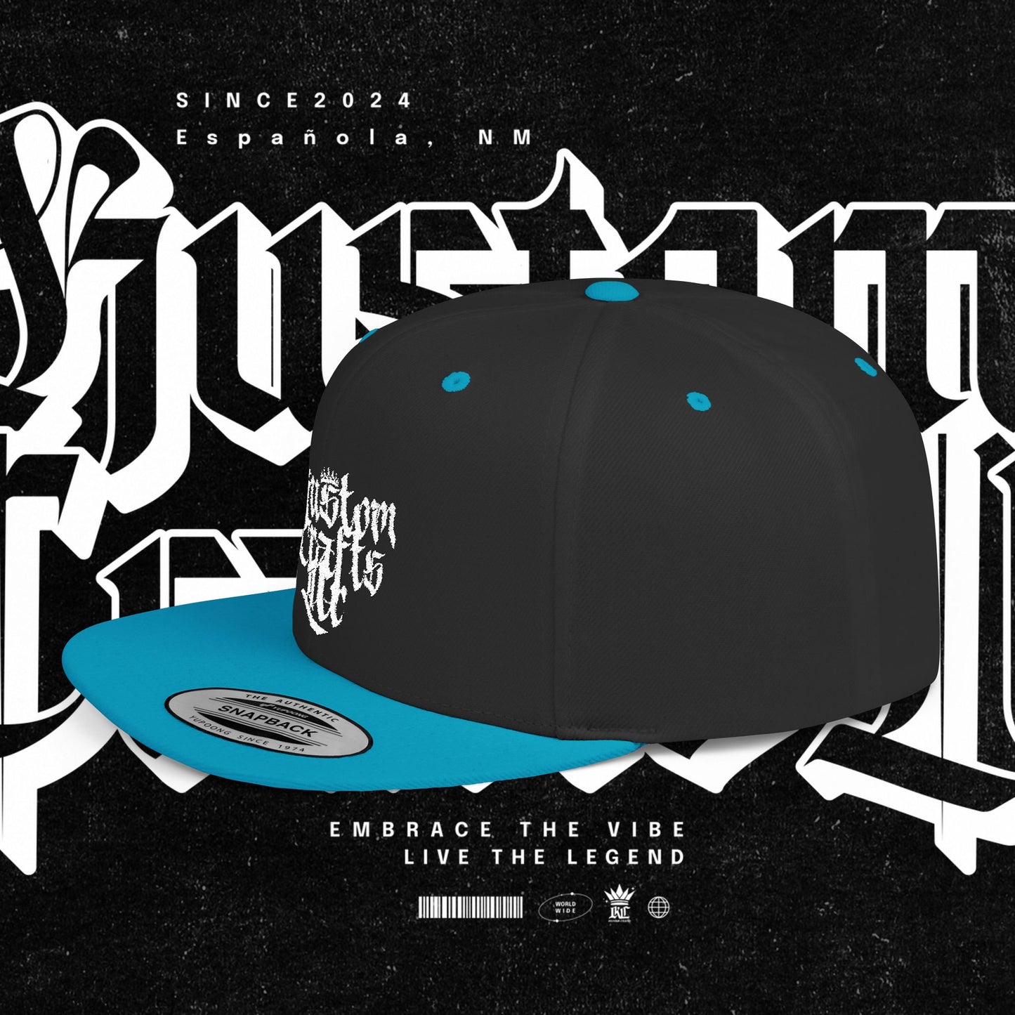 Custom Flat Bill Snapback Hat | Embrace the Vibe, Live the Legend | Perfect for Streetwear, Festivals, Casual Outings, Gifts