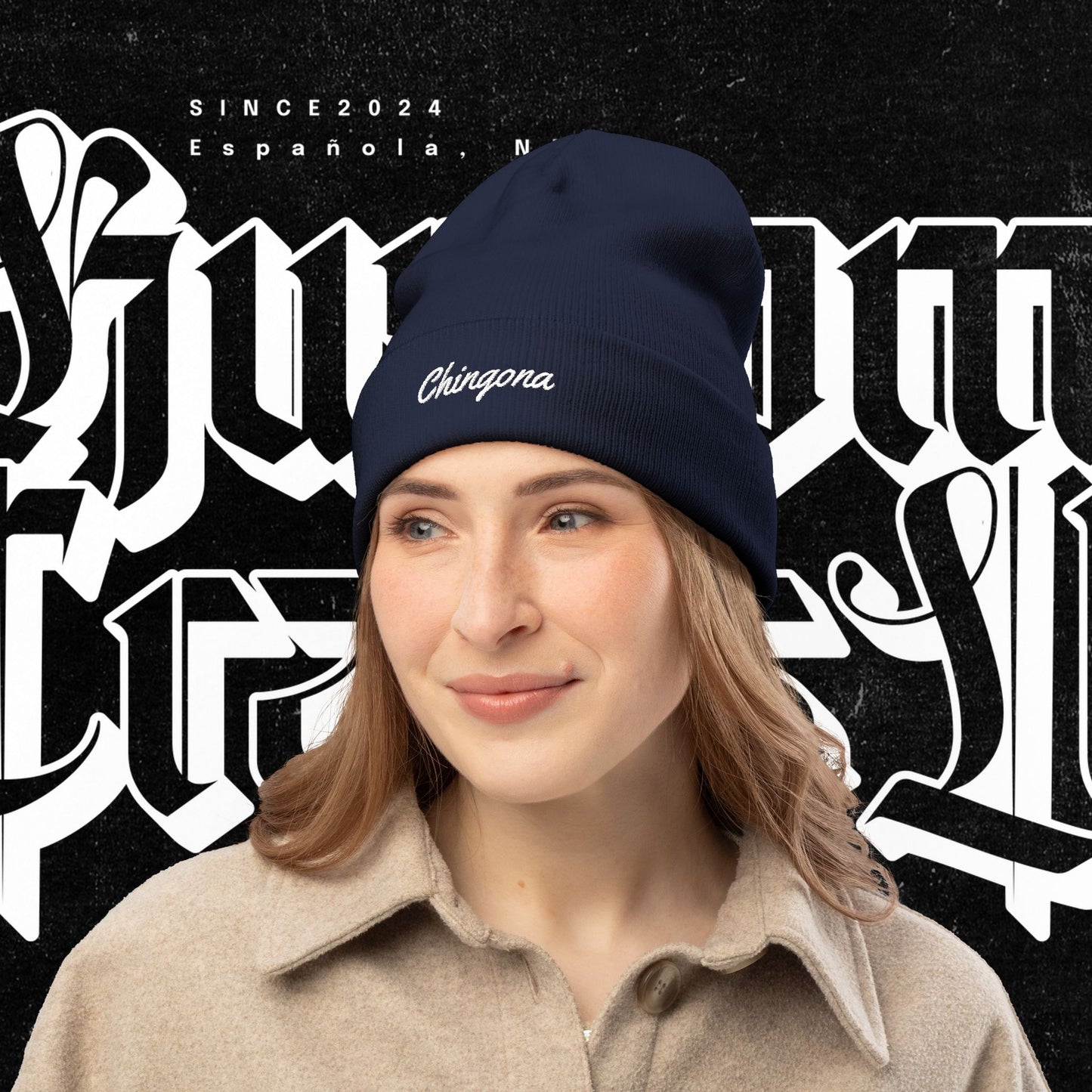 Chingona EMBROIDERED Knit Beanie, Warm Winter Hat, Chingona Embroidered Beanie, Gift for Her, Trendy Accessories