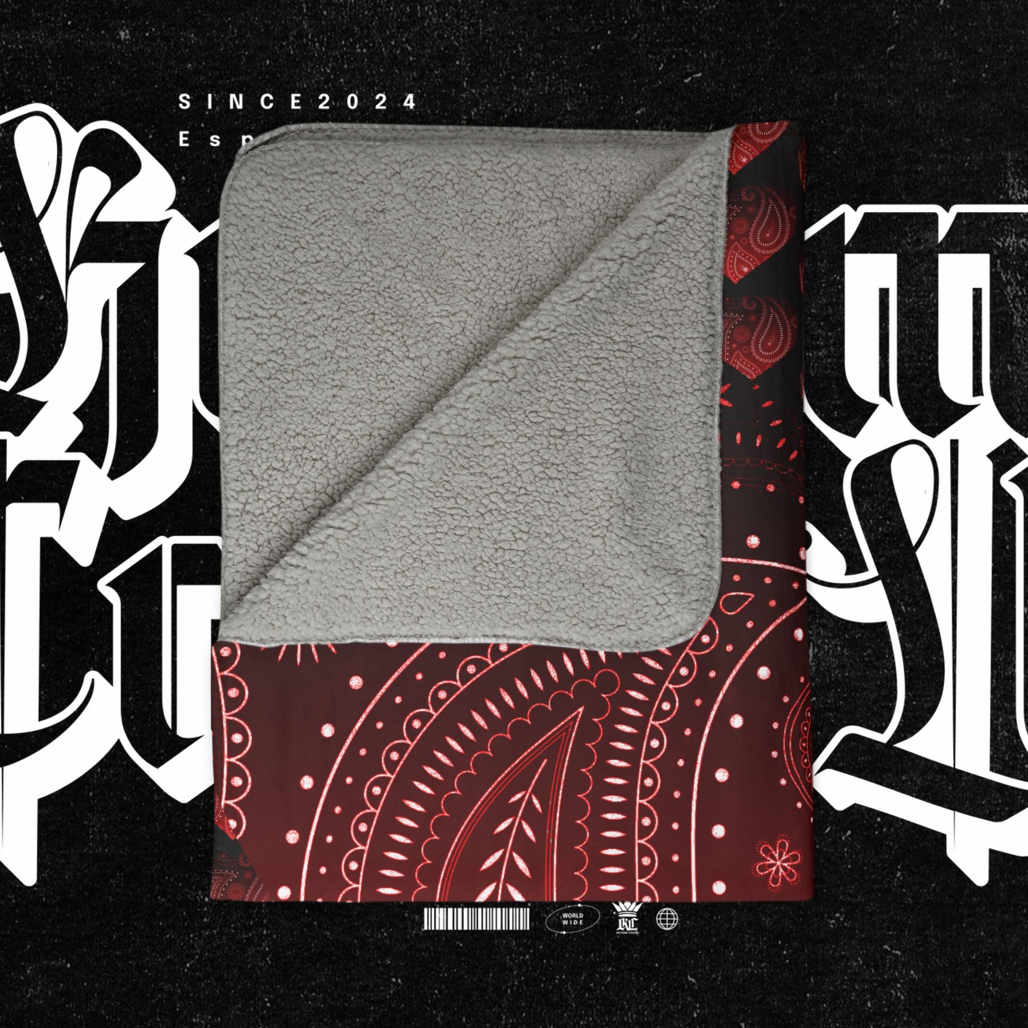 Valentine Heart Bandana Fleece Sherpa Blanket