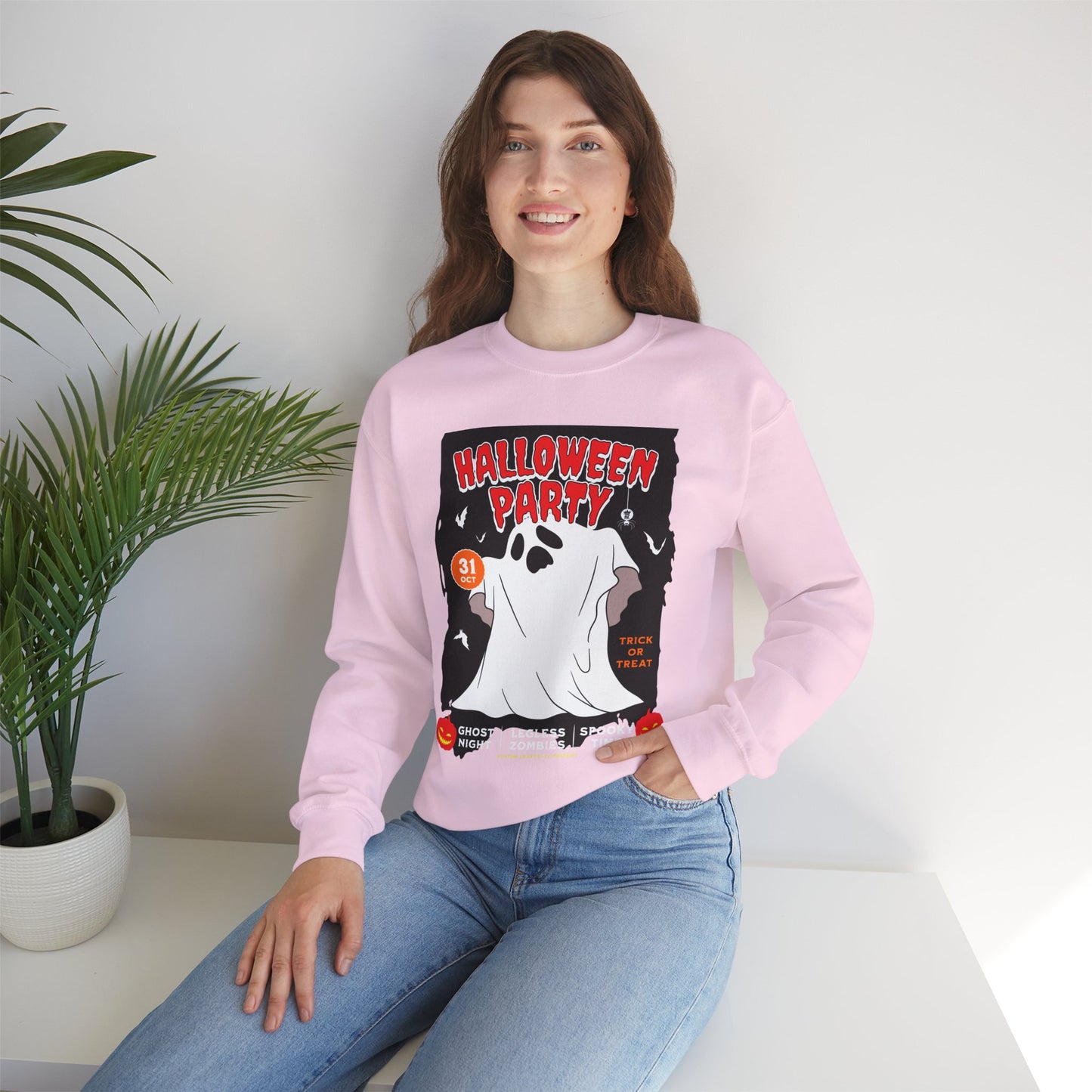 Halloween Party Sweatshirt, Spooky Season Apparel, Ghost Design Crewneck, Unisex Halloween Gift, Cozy Fall Fashion