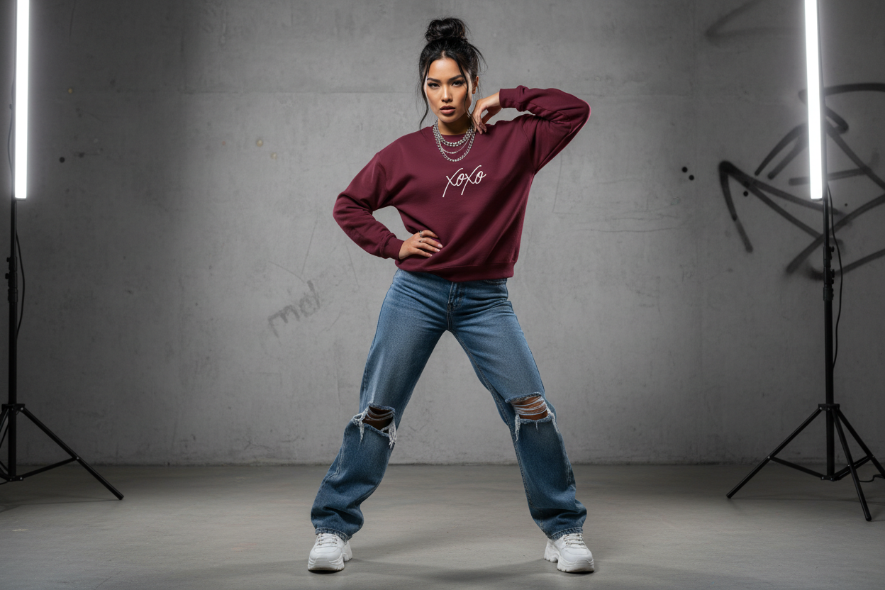 XOXO Embroidery Script Sweatshirt