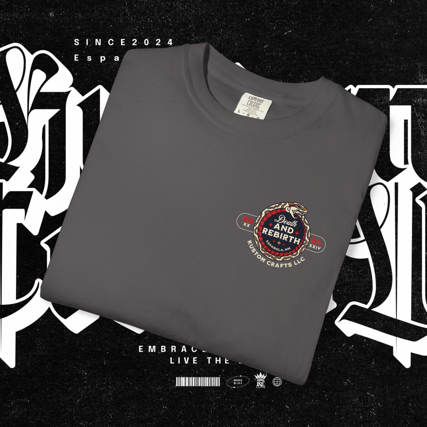 Death and Rebirth Red Snake Graphic Tee, Death Rebirth Unisex T-shirt, Streetwear Alternative Fashion, Serpent Design Shirt, Edgy Clothing