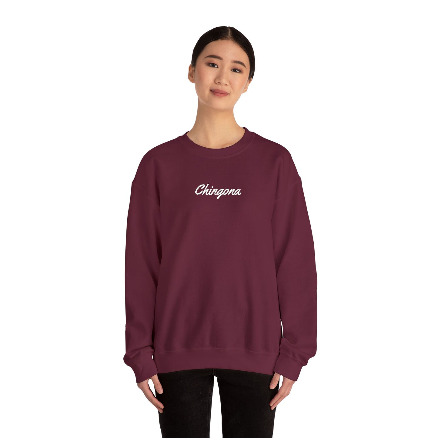 Chingona Embroidery  Heavy Blend Crewneck Sweatshirt