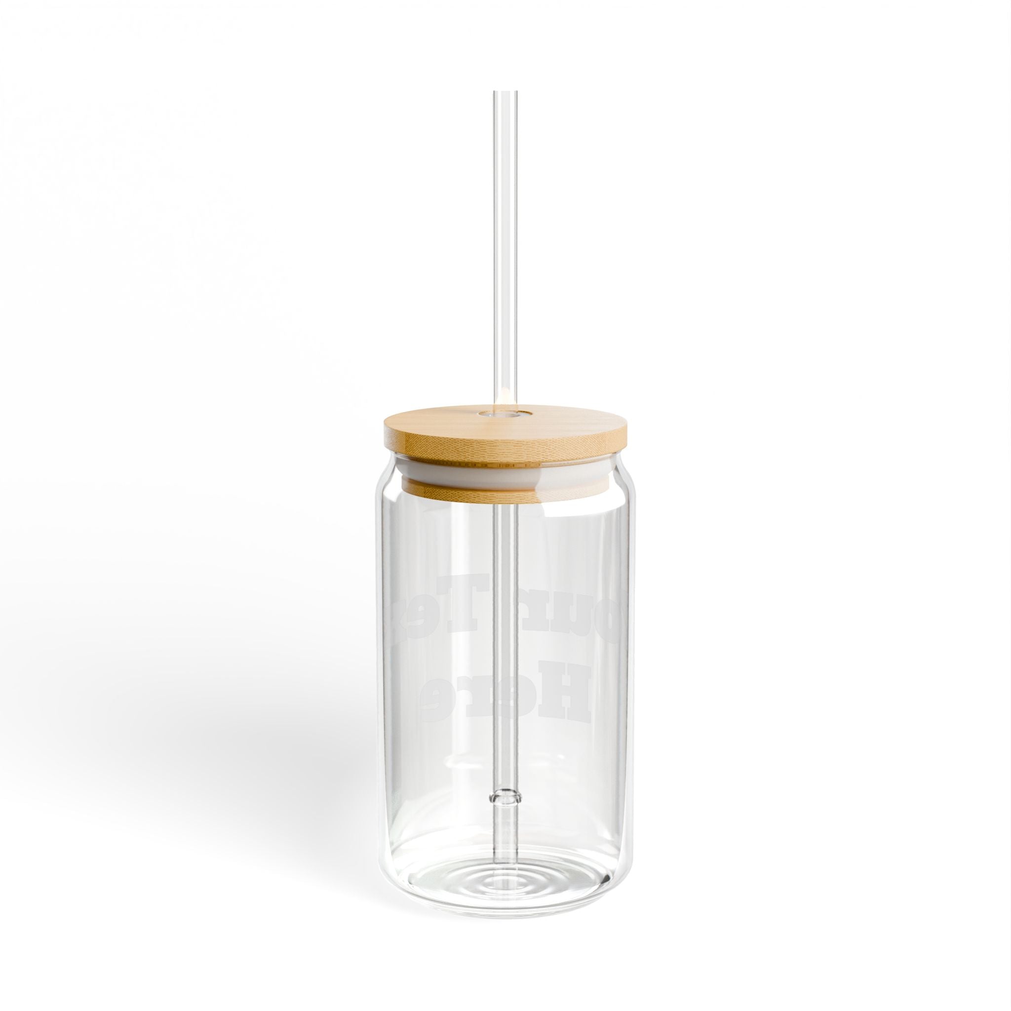Glass Sipper Cup with Bamboo Lid & Straw — Personalized Text Design