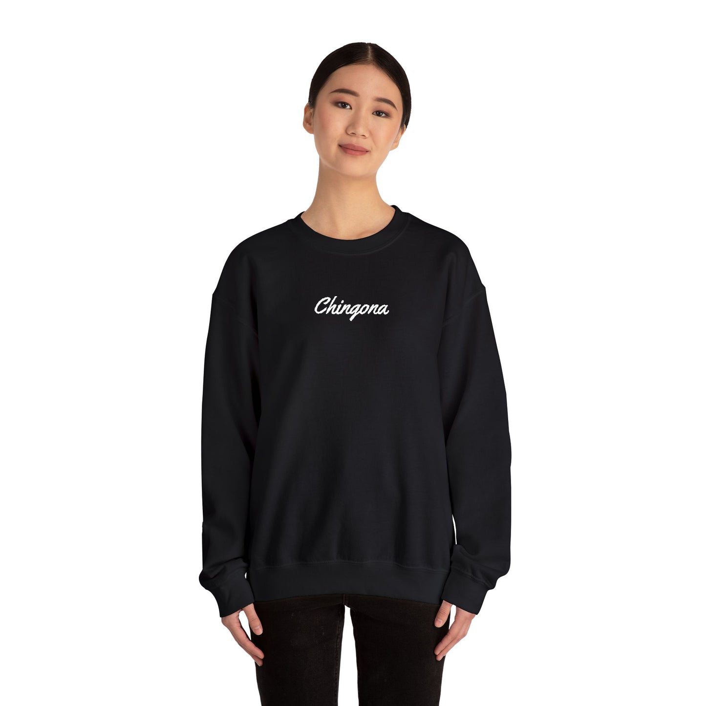 Chingona Embroidery  Heavy Blend Crewneck Sweatshirt
