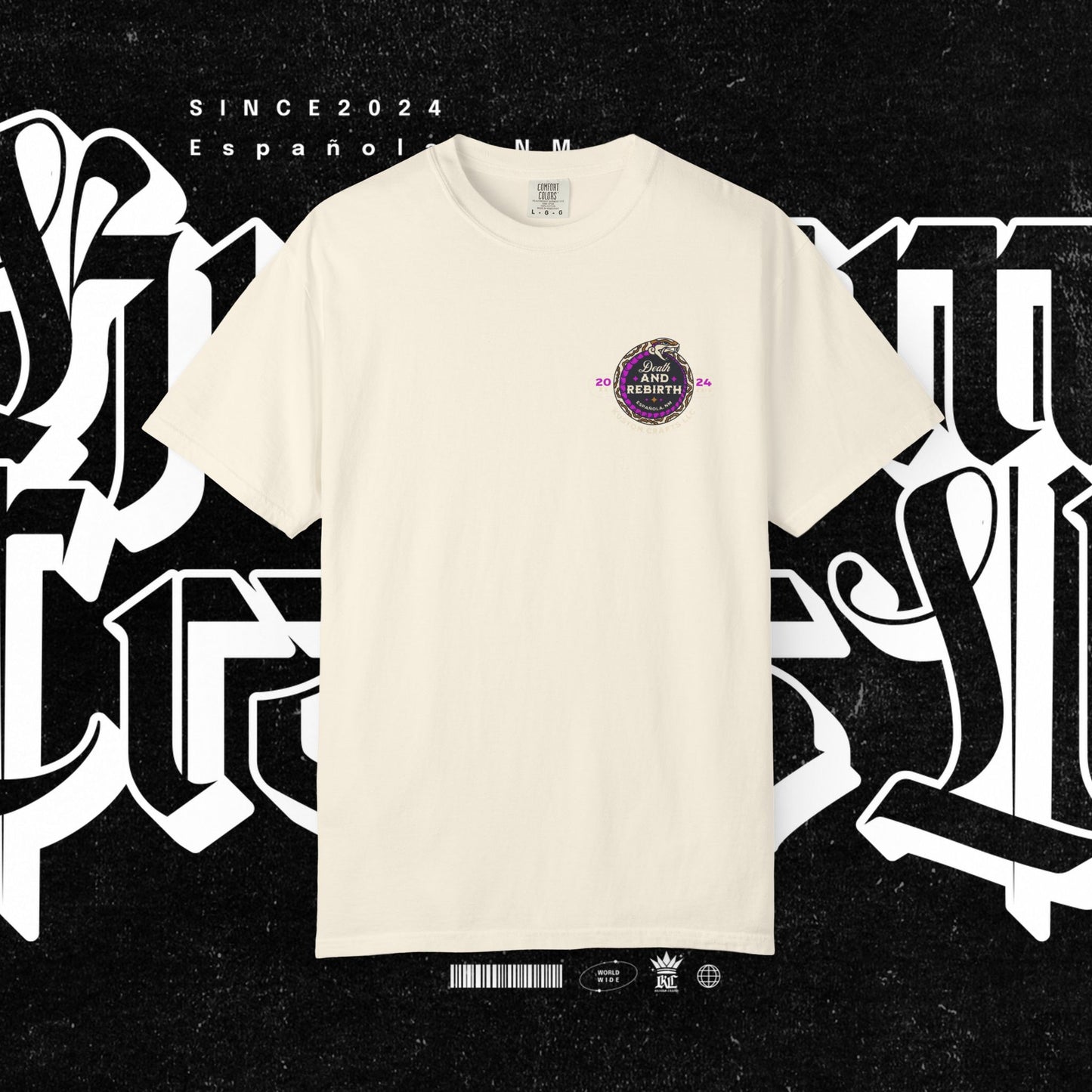 Death and Rebirth Bright Purple/Pink Snake Graphic Tee, Death Rebirth Unisex T-shirt, Streetwear Alternative Fashion, Serpent Design Shirt, Edgy Clothing