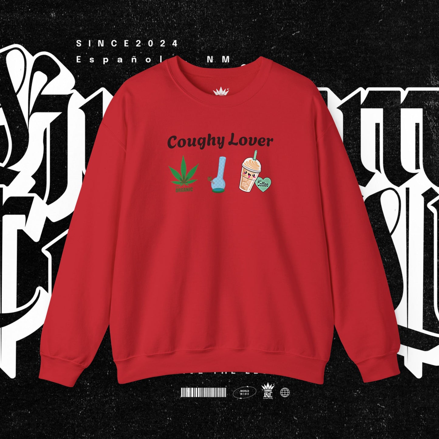 Coughy Lover Crewneck Sweatshirt | Cozy Pullover for Cannabis Enthusiasts, Gift for Holidays, Casual Wear, Trendy Sweatshirt