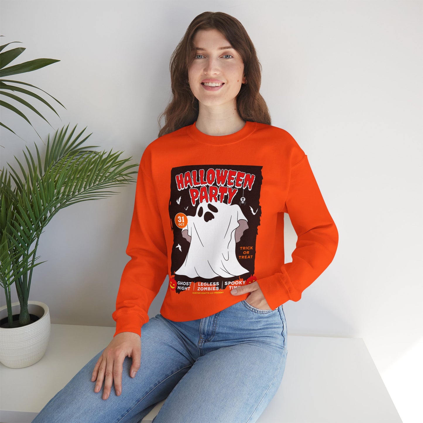 Halloween Party Sweatshirt, Spooky Season Apparel, Ghost Design Crewneck, Unisex Halloween Gift, Cozy Fall Fashion