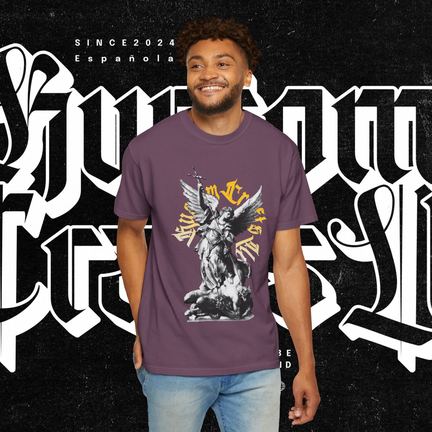 Saint Micheal Vintage-Inspired Graphic T-Shirt featuring Angel Design, Perfect for Casual Wear, Gift for Art Lovers, Streetwear Essential, Unisex Tee