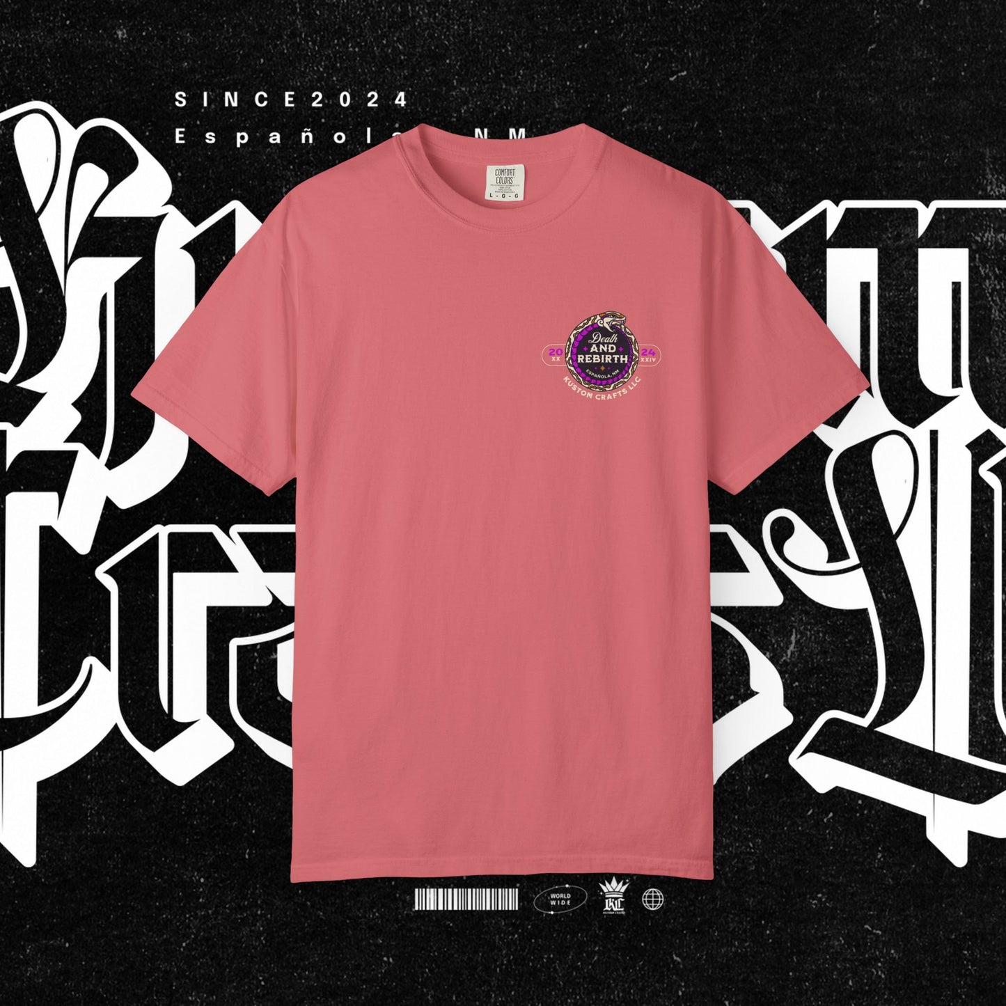 Death and Rebirth Bright Purple/Pink Snake Graphic Tee, Death Rebirth Unisex T-shirt, Streetwear Alternative Fashion, Serpent Design Shirt, Edgy Clothing