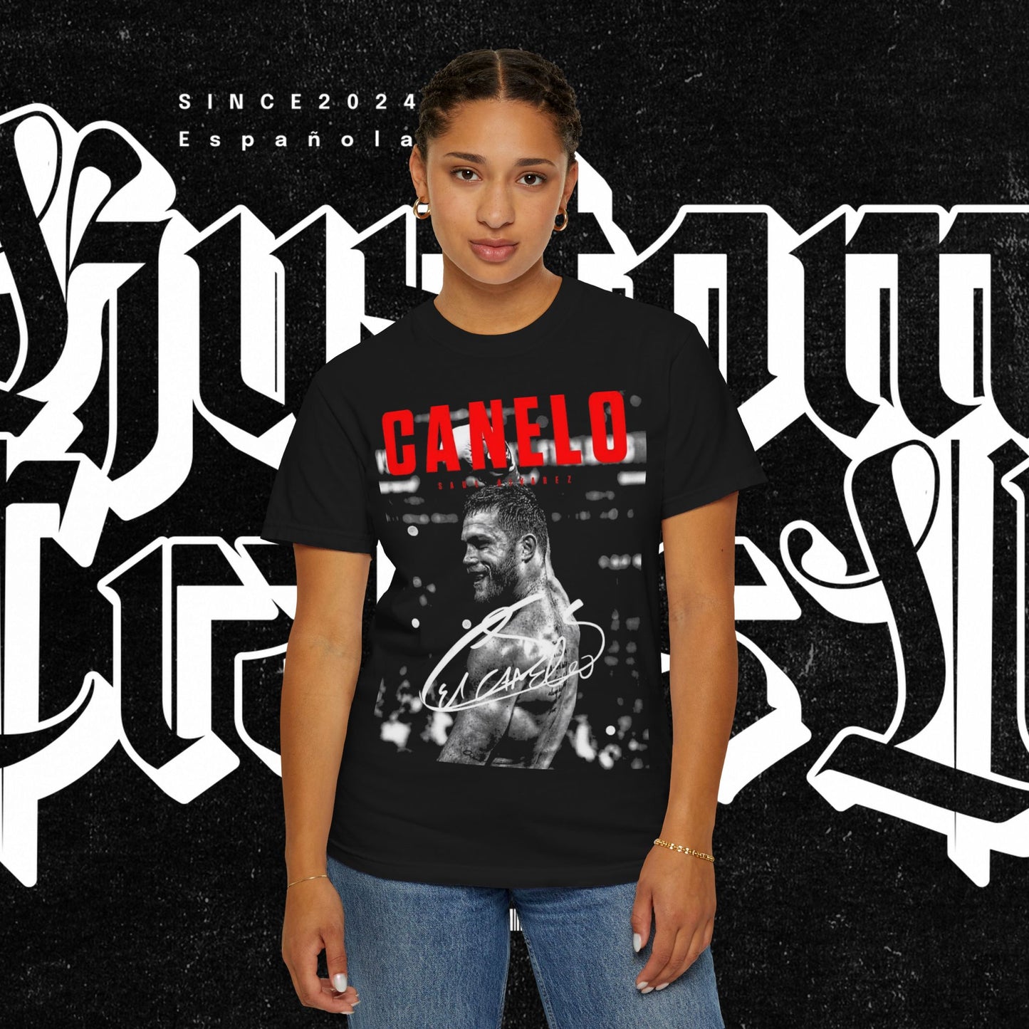Canelo Alvarez Inspired Unisex Garment-Dyed Tee, Boxing Fan Apparel, Sporty Graphic T-shirt, Unique Gift for Him, Fitness Enthusiast Merch