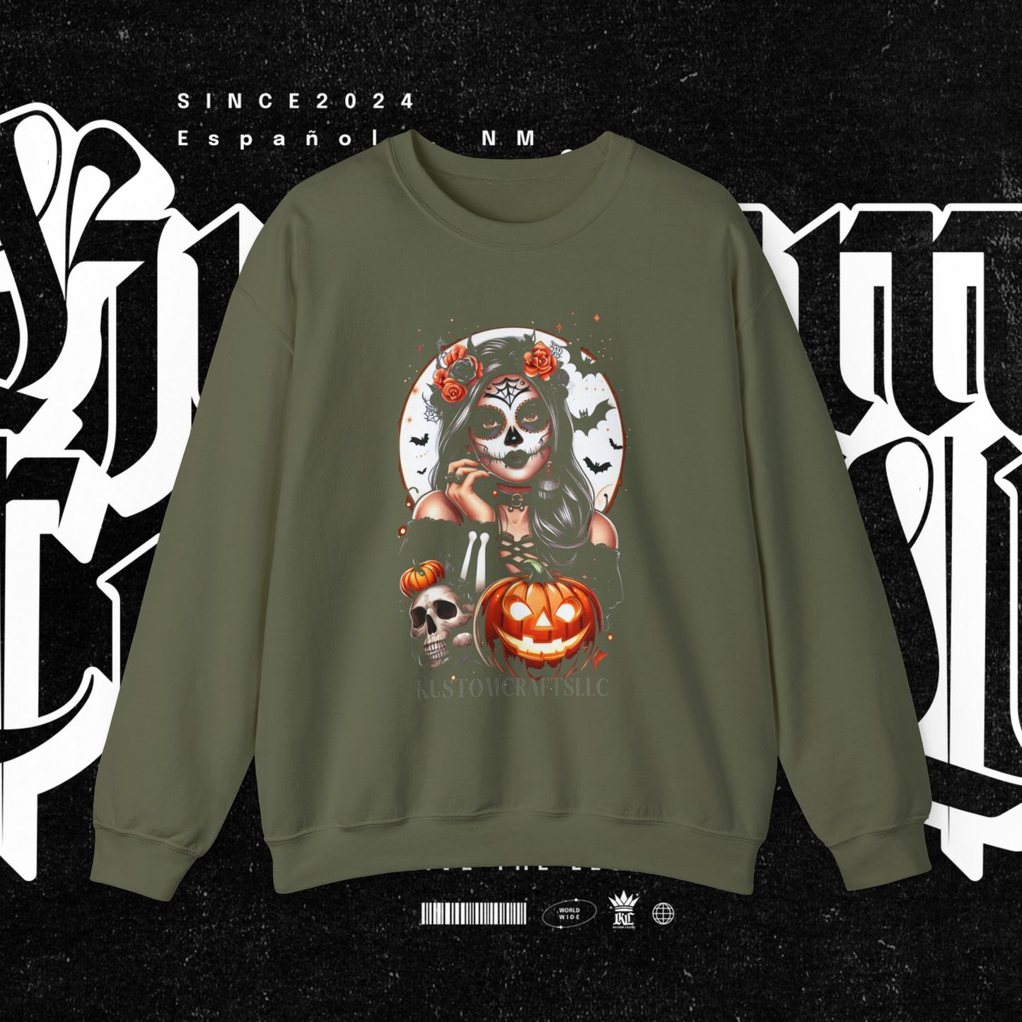Halloween Vibes Crewneck Sweatshirt, Spooky Sweatshirt, Skull Sweatshirt, Pumpkin Sweatshirt, Autumn Style, Unisex Gift