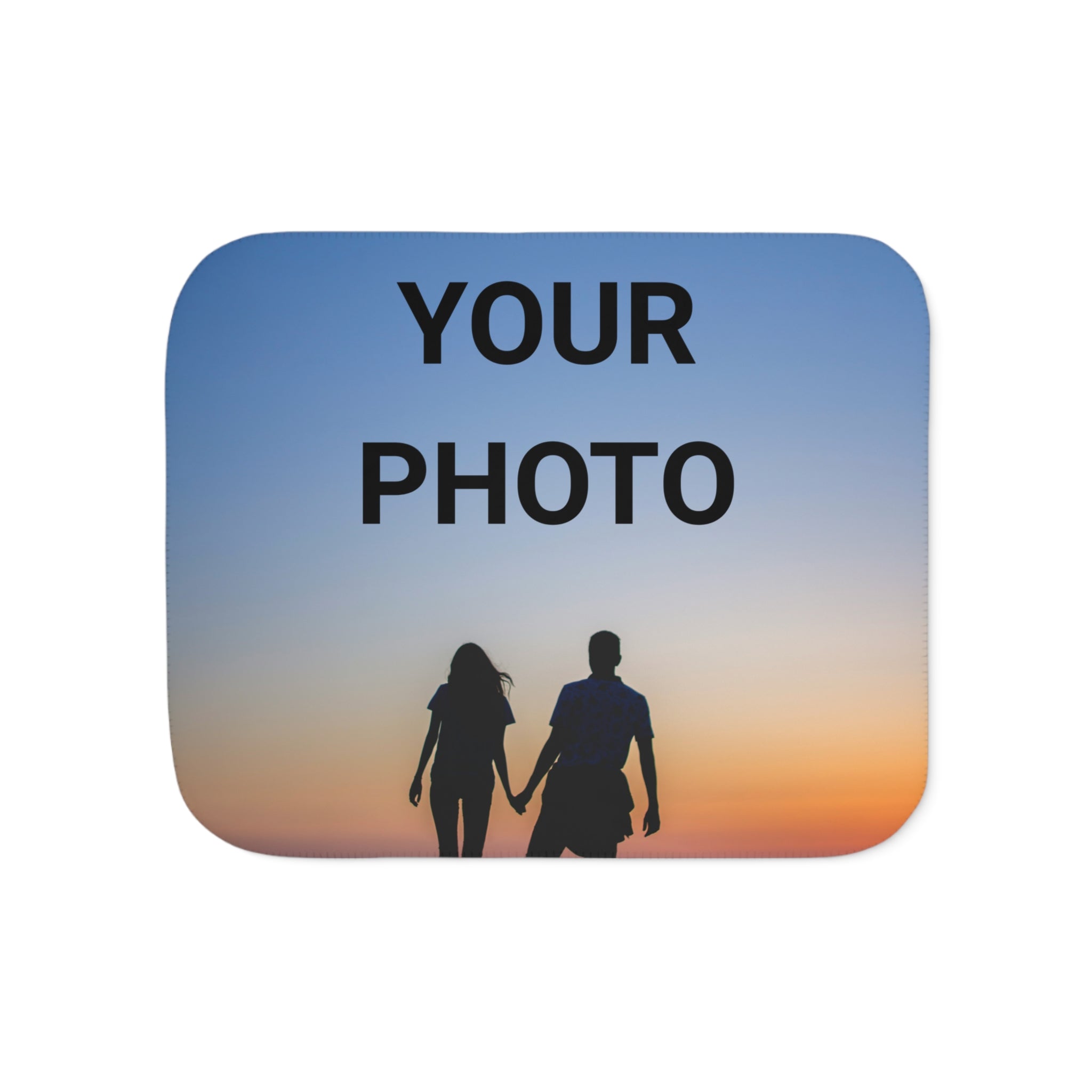 Personalized Photo Sherpa Blanket — Cozy Throw for Couples & Gifts