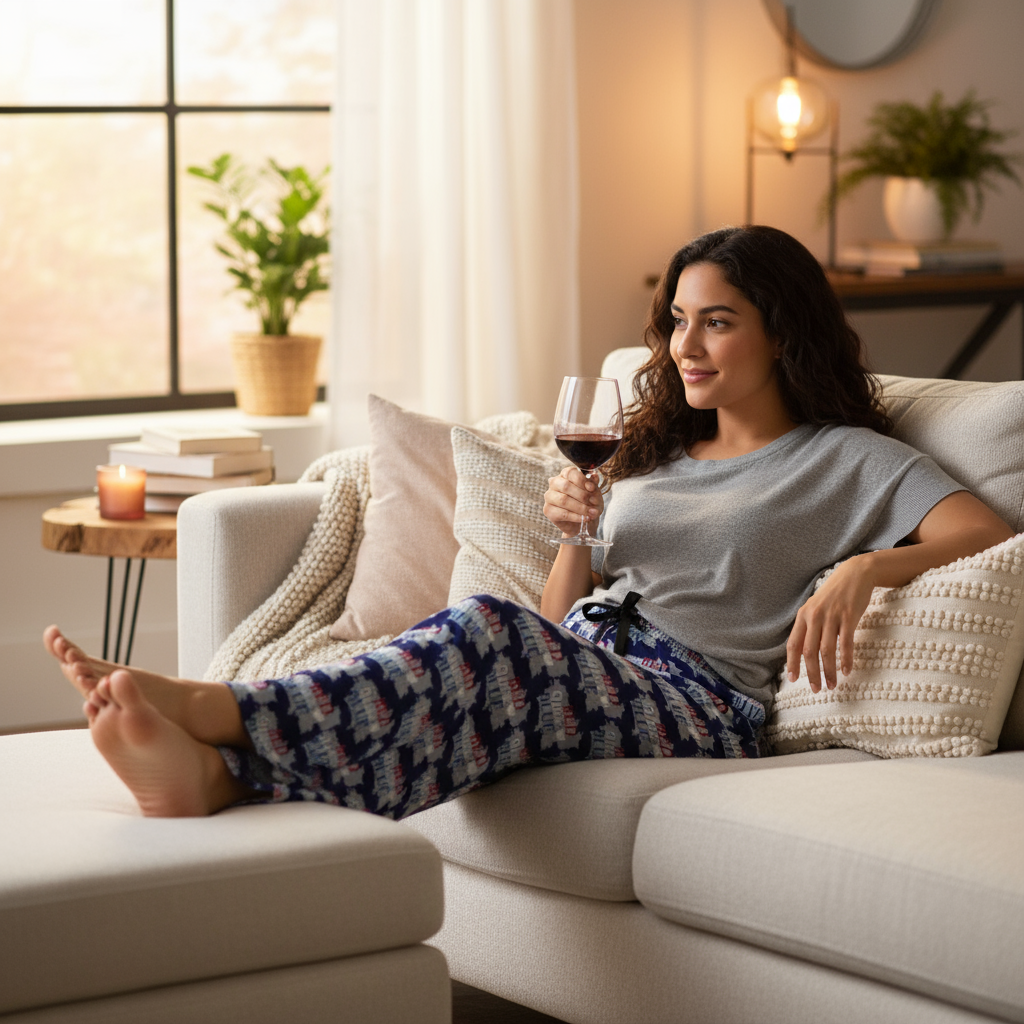 Bed Wine Blue - Pajama Pants