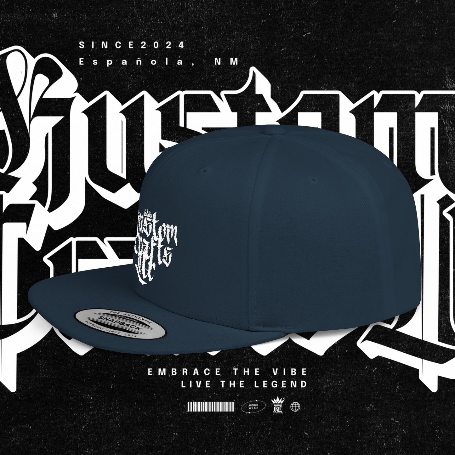 Custom Flat Bill Snapback Hat | Embrace the Vibe, Live the Legend | Perfect for Streetwear, Festivals, Casual Outings, Gifts